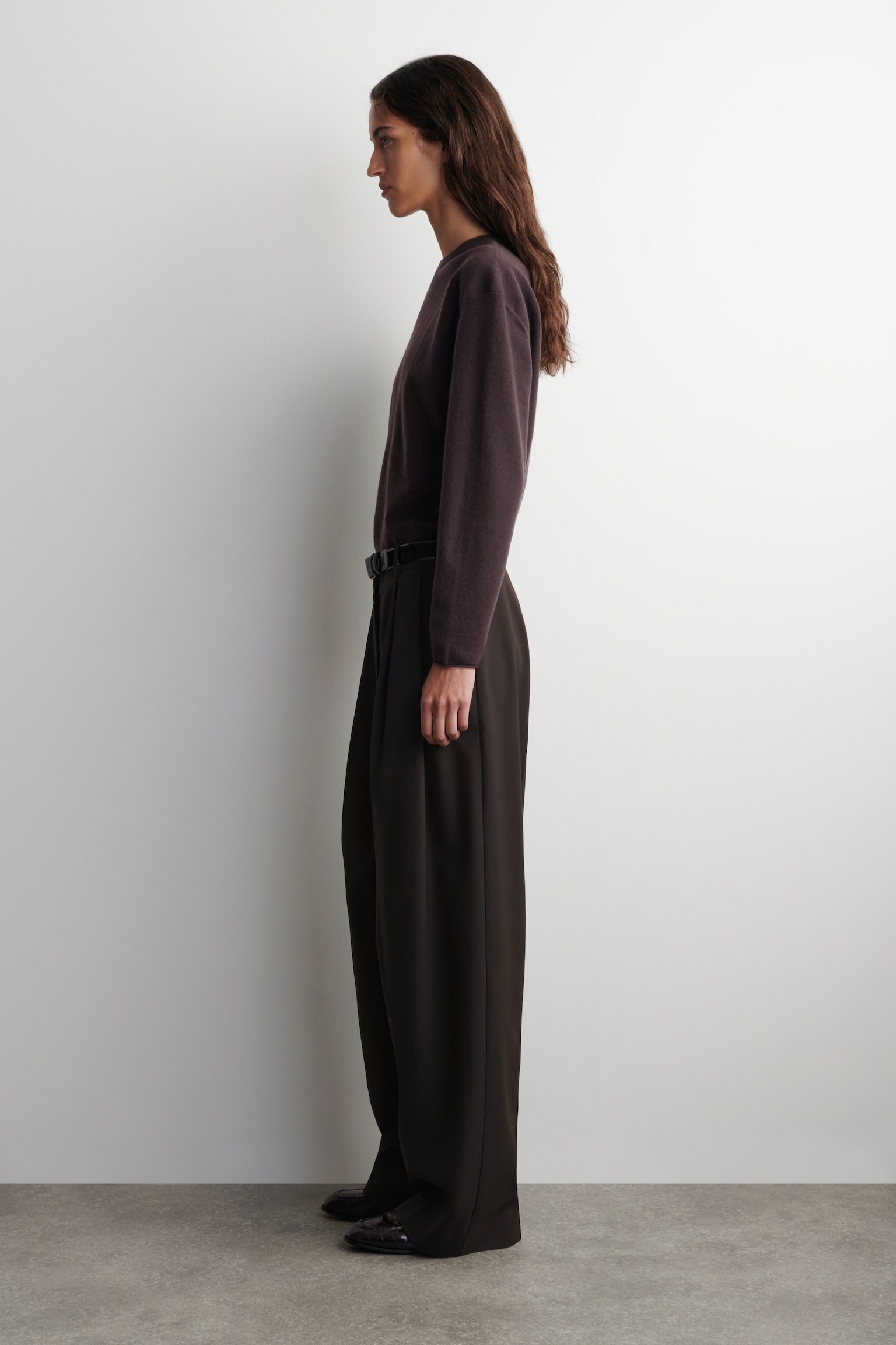 Pulover cu guler rotund din lână merinos - MARO ÎNCHIS/BEIGE MÉLANGE/ORANGE - 5