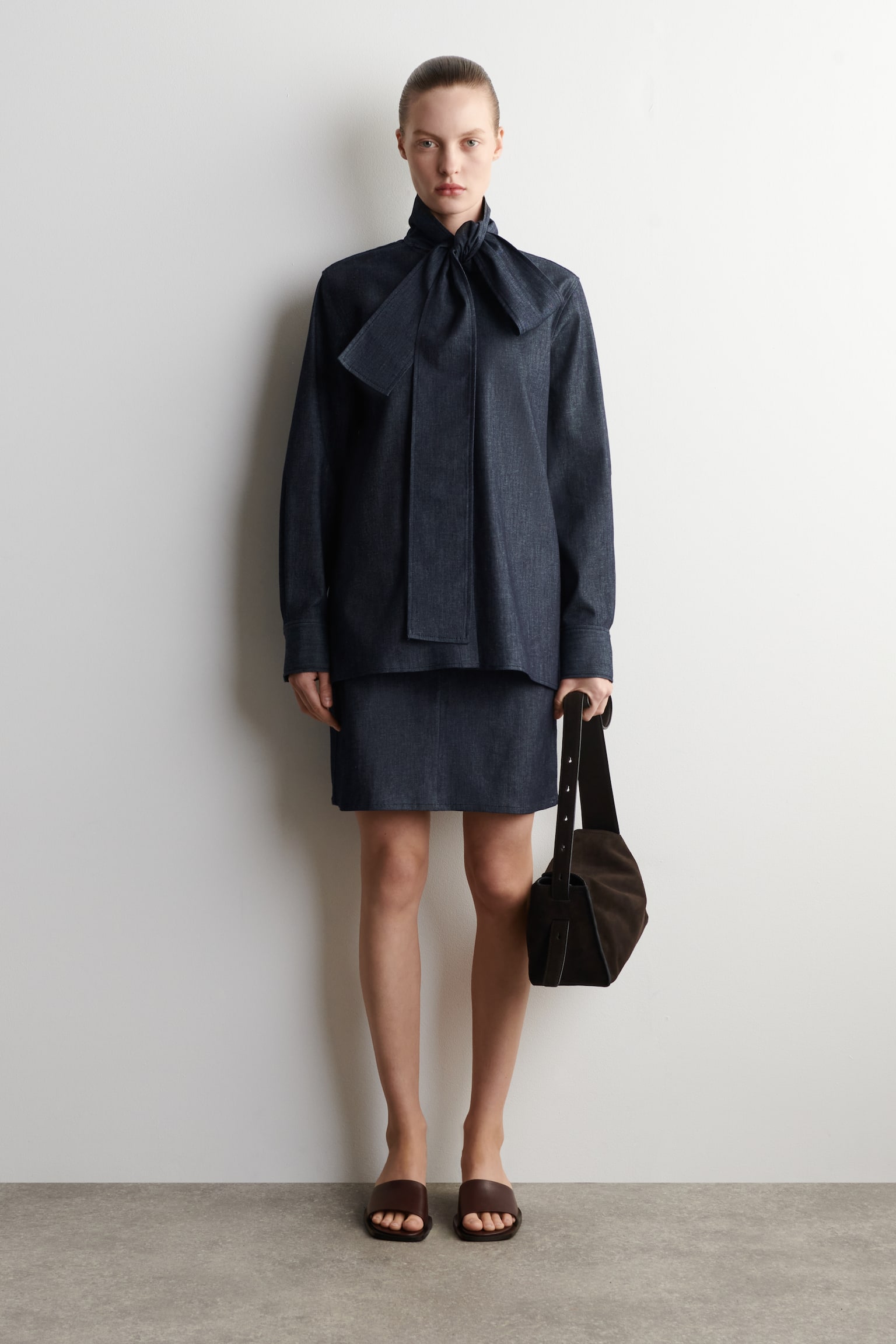 DENIMSKJORTE MED SLØJFEDETALJE - INDIGO - 3