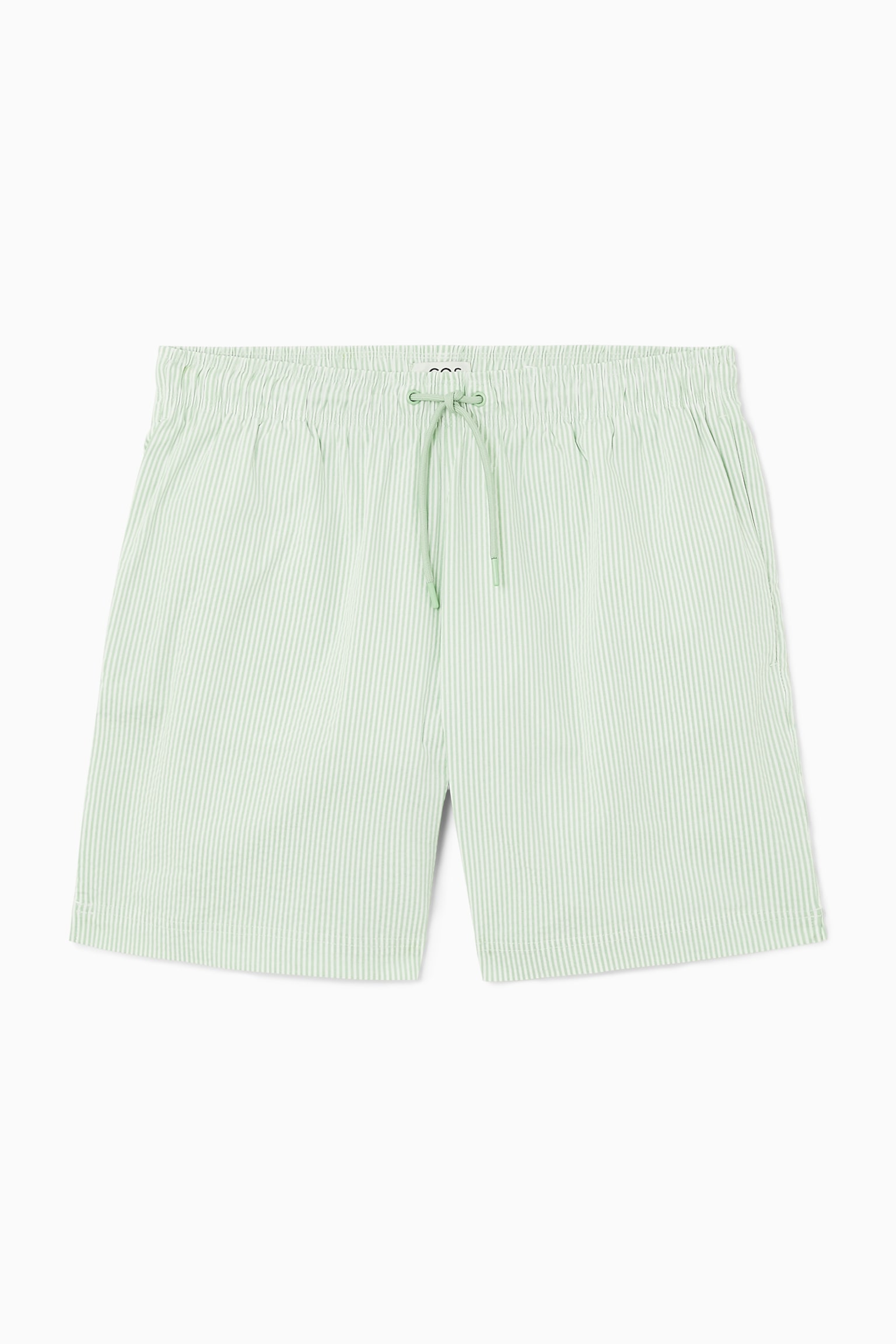 STRIPED SEERSUCKER SWIM SHORTS - GREEN / STRIPED/BLUE / STRIPED - 1