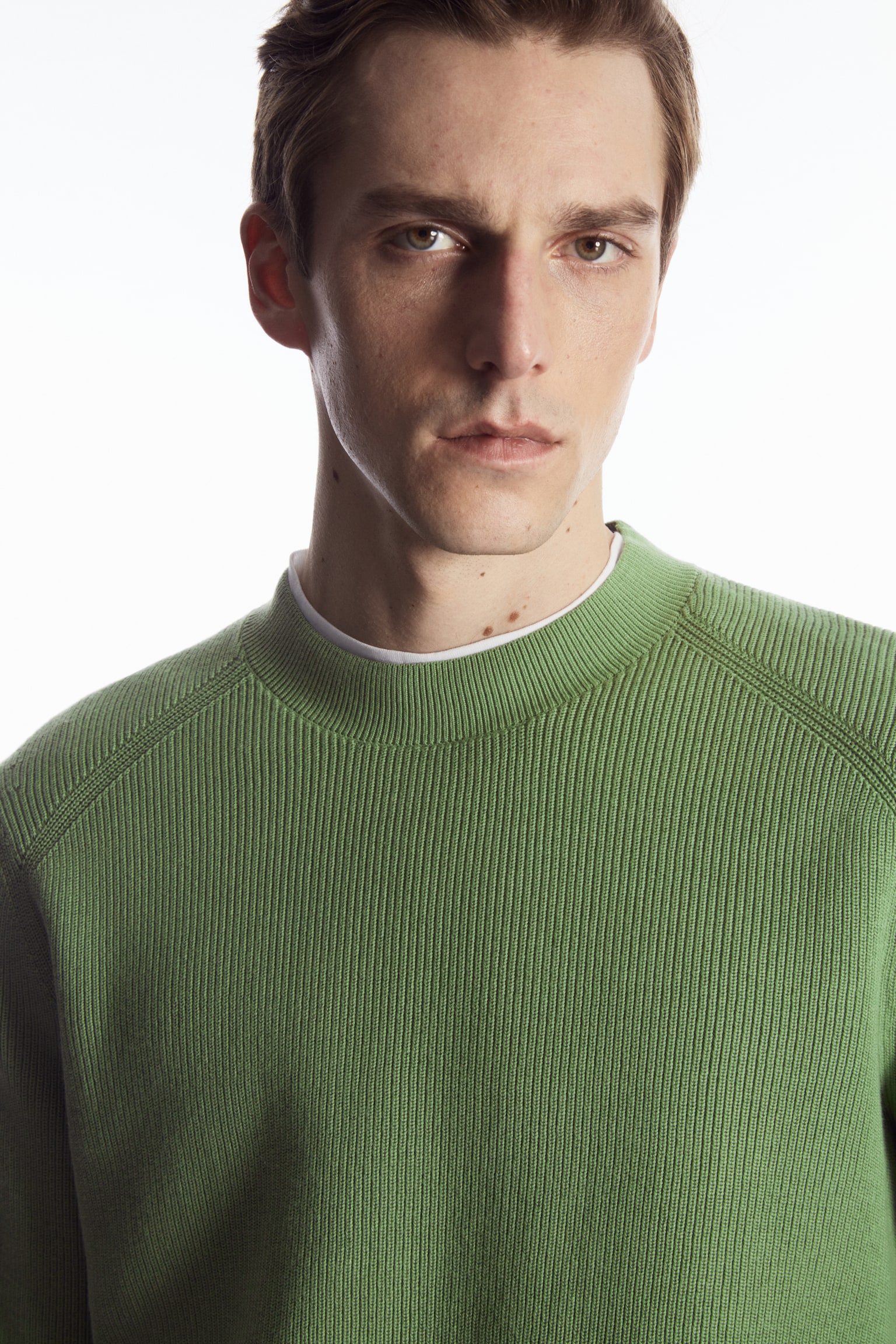 REGULAR RIBBED-KNIT COTTON JUMPER - KHAKI GREEN/BLACK/BEIGE/BRIGHT GREEN/NAVY - 4