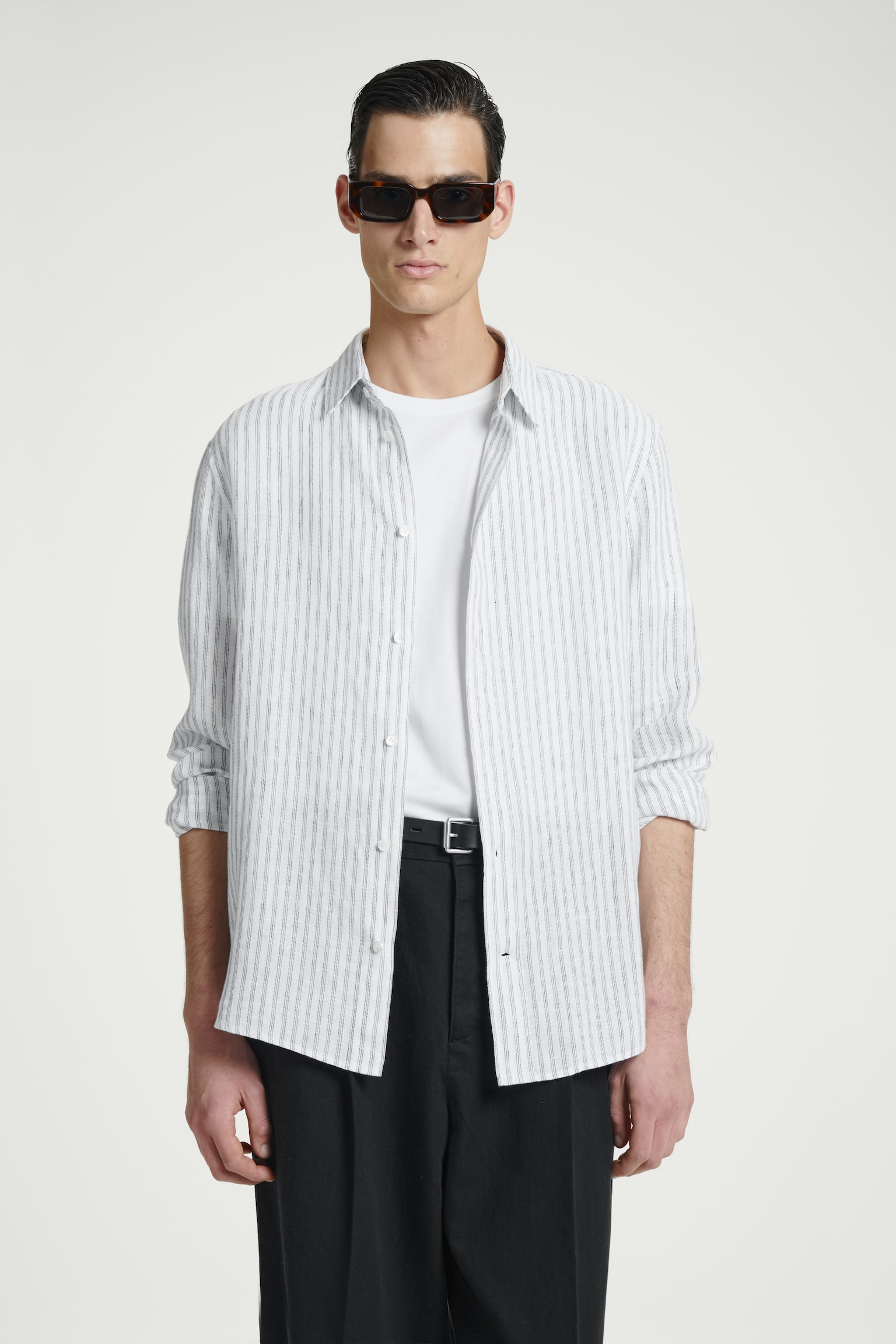 RELAXED STRIPED LINEN LONG-SLEEVED SHIRT - WHITE / STRIPED/GREY / STRIPED/GREEN / CREAM / STRIPED - 1