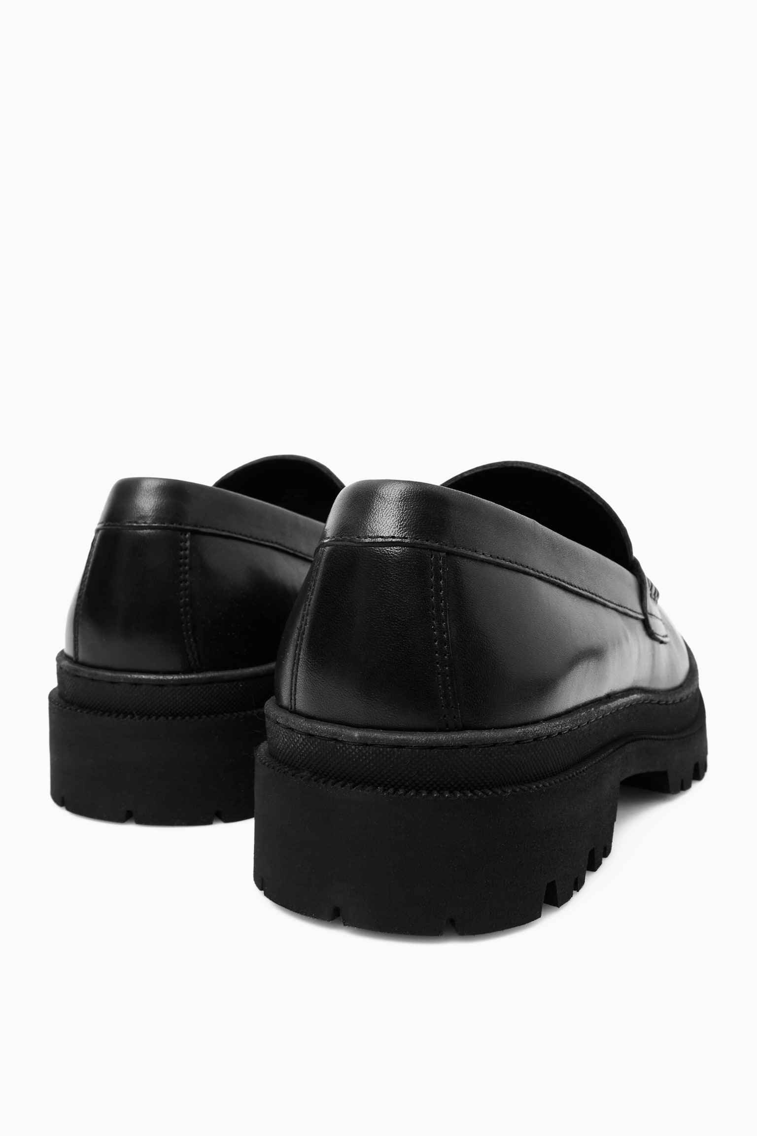 CHUNKY LEATHER LOAFERS - BLACK - 8