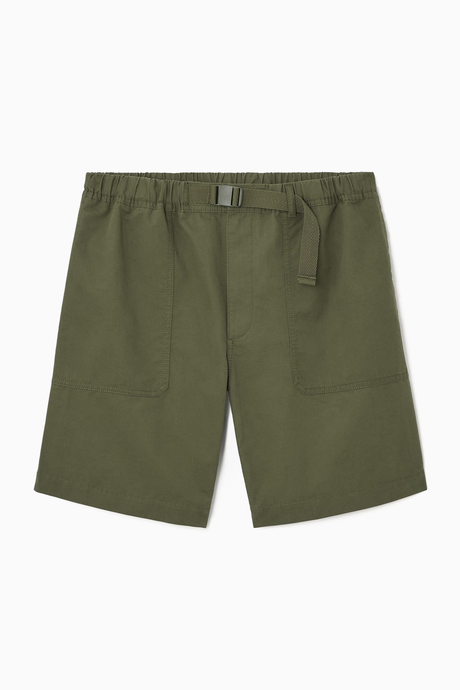 BUCKLED UTILITY SHORTS - KHAKI BROWN/NAVY BLUE - 2