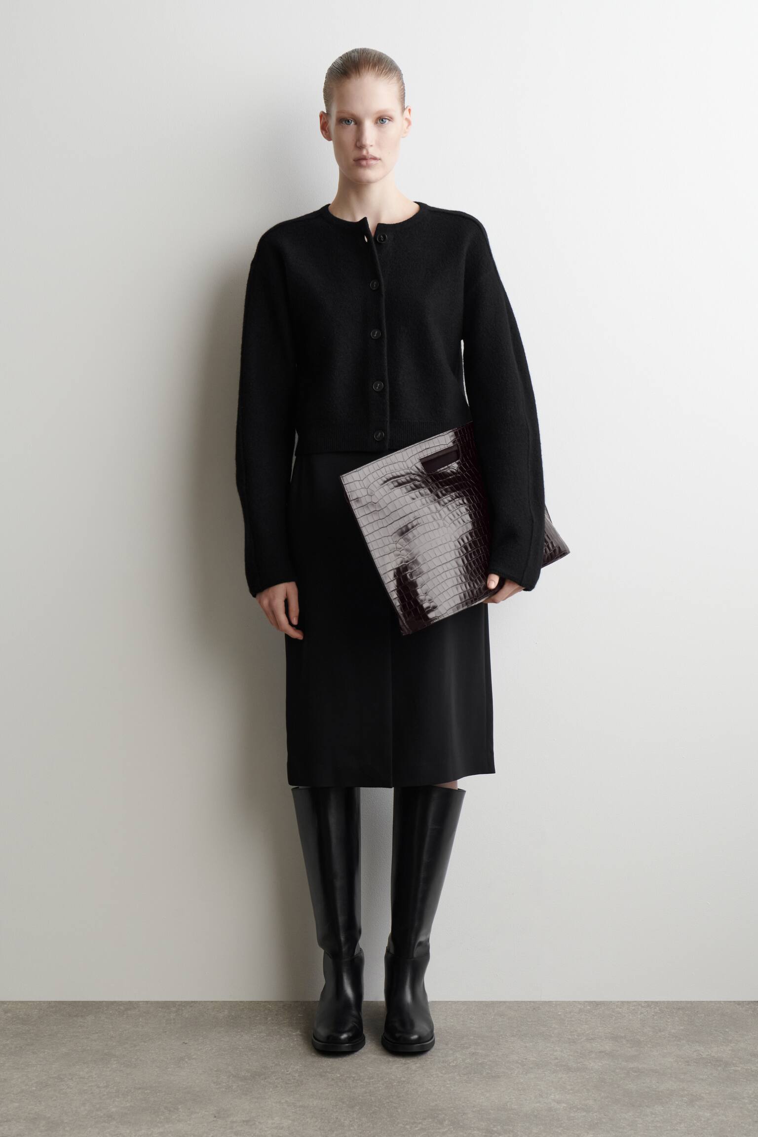 GEKOKT WOL VEST - ZWART/BRUIN - 3