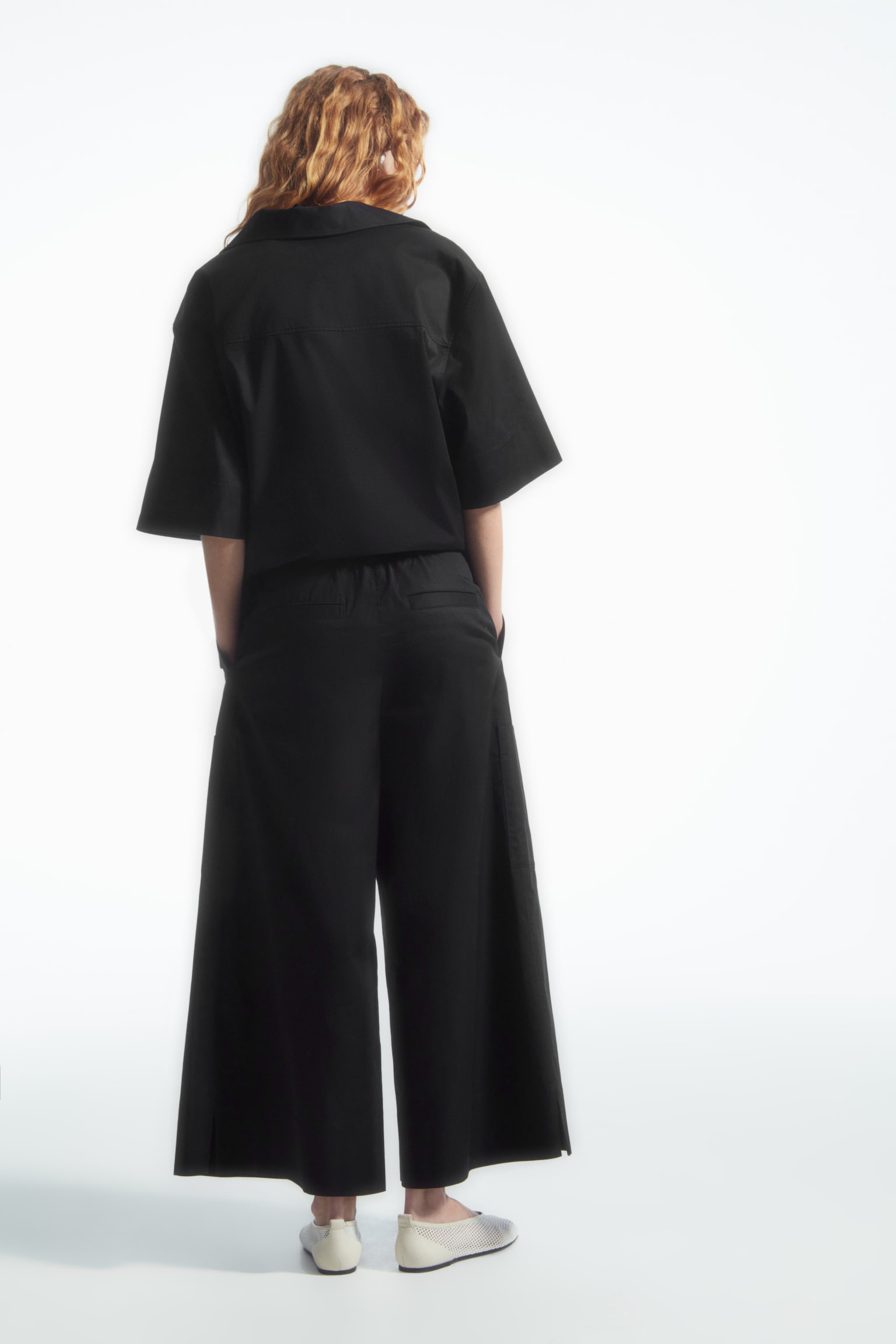 ELASTICATED PLEATED CULOTTES - BLACK/WHITE - 3