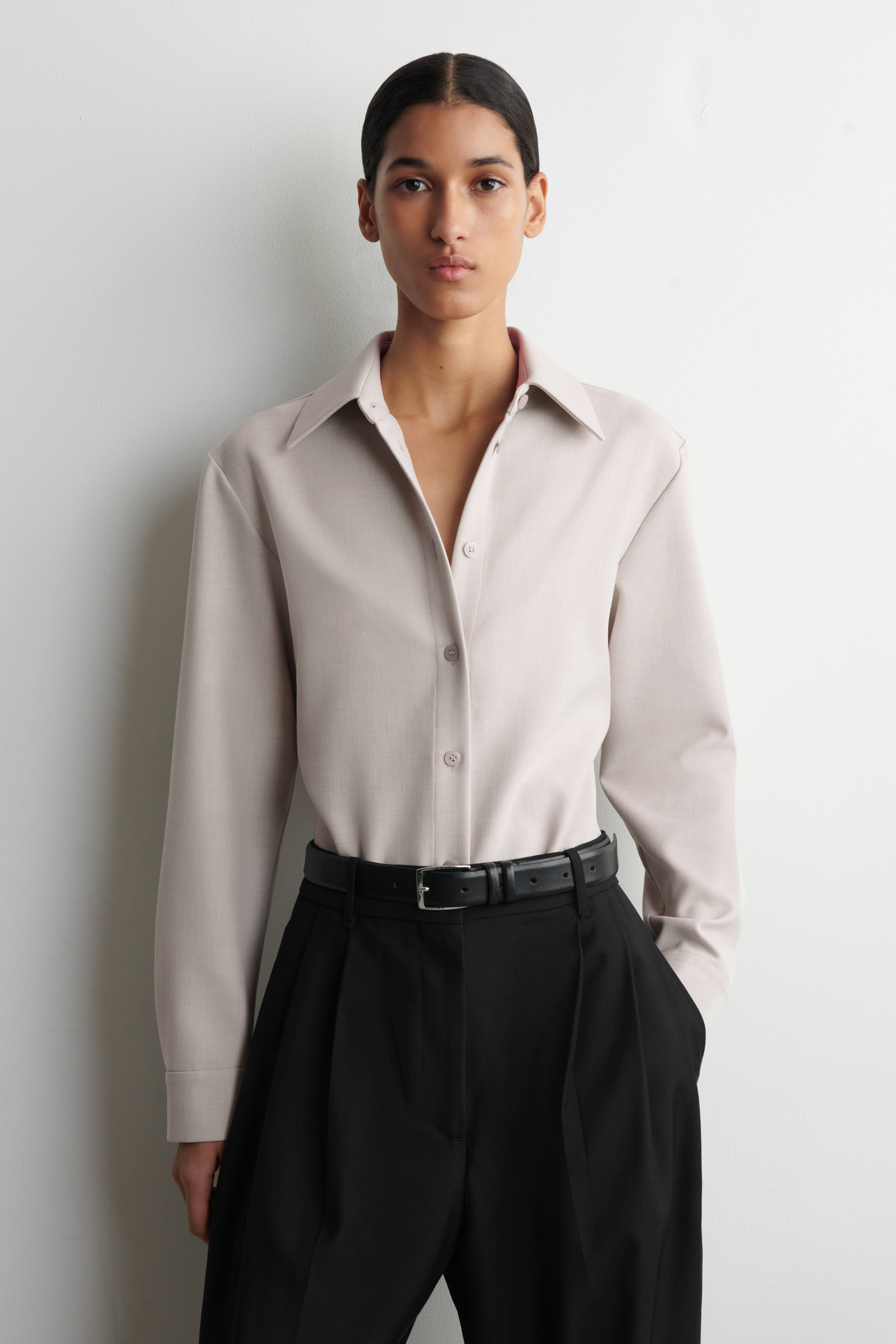 CAMICIA SLIM STRUTTURATA - GRIGIO CHIARO