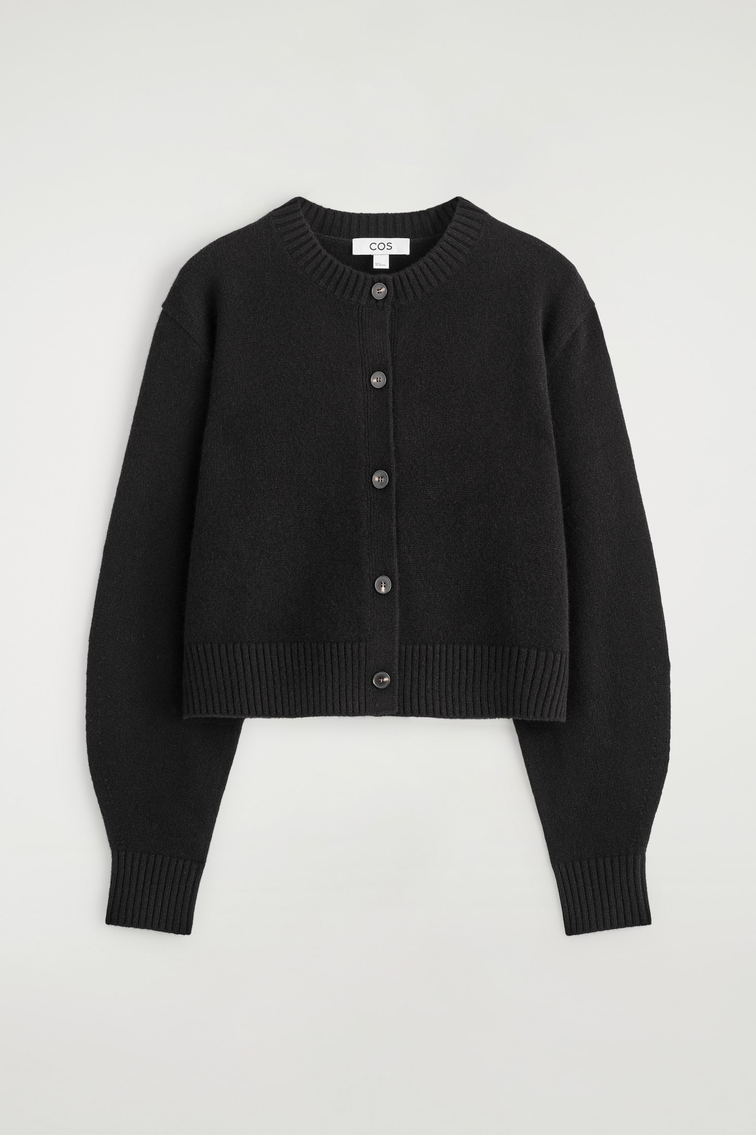 CARDIGAN I MERINOULL - SVART/MELERAD BEIGE/LJUSGUL - 2