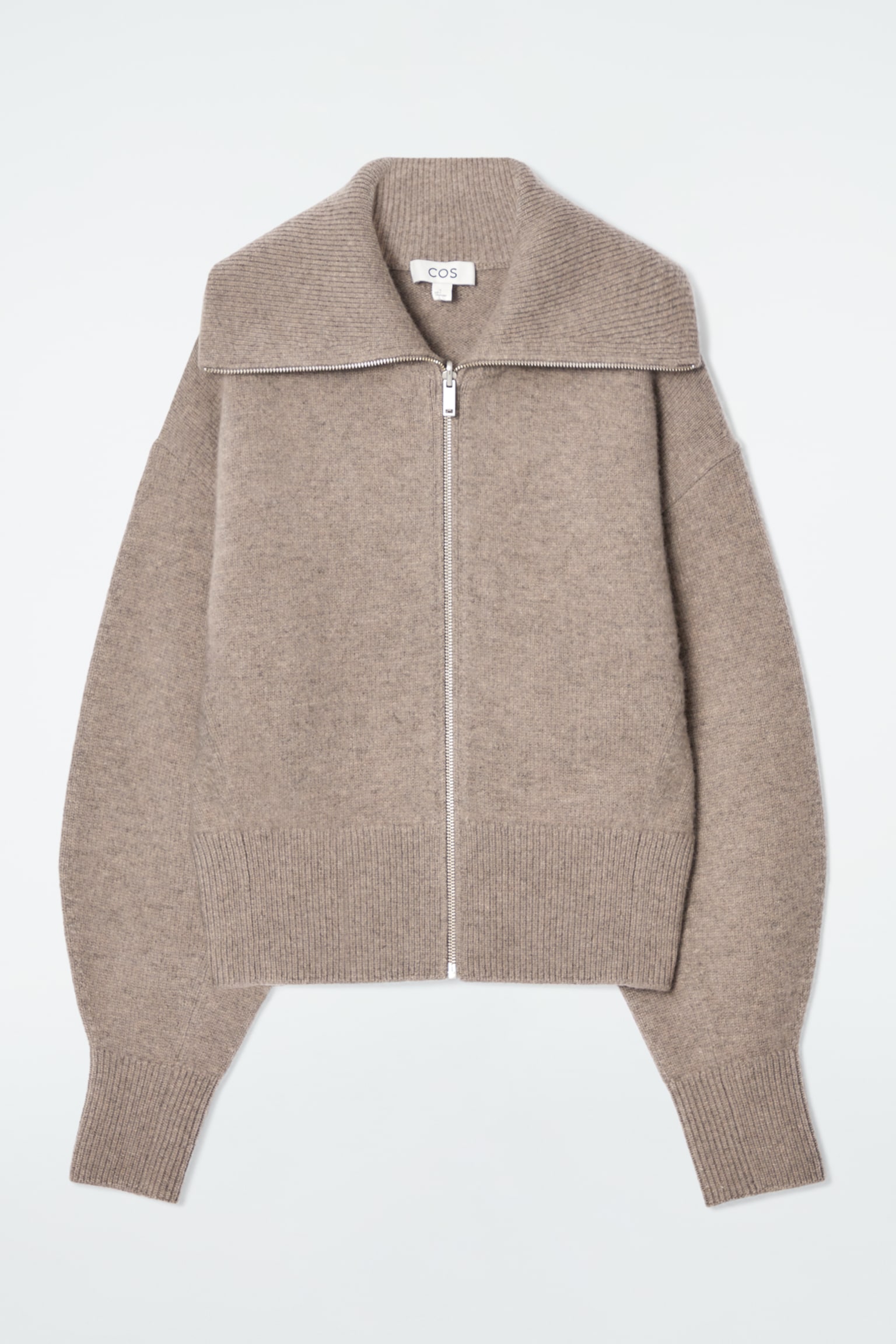 WAISTED KNITTED WOOL BOMBER JACKET - MOLE - 2