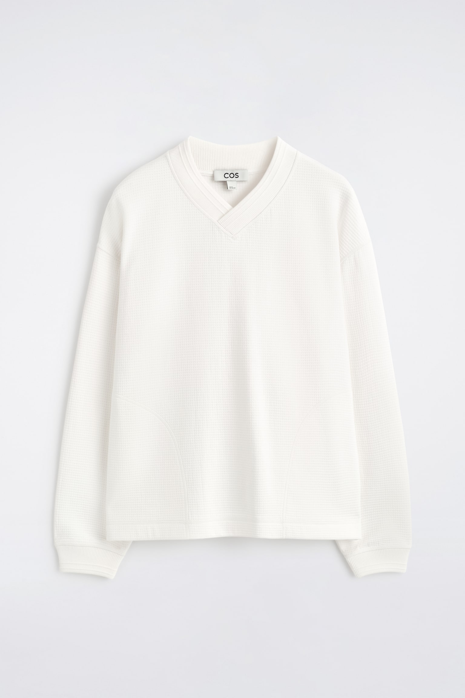 ΦΟΥΤΕΡ V-NECK ΑΠΟ ΒΑΜΒΑΚΙ WAFFLE - WHITE - 2