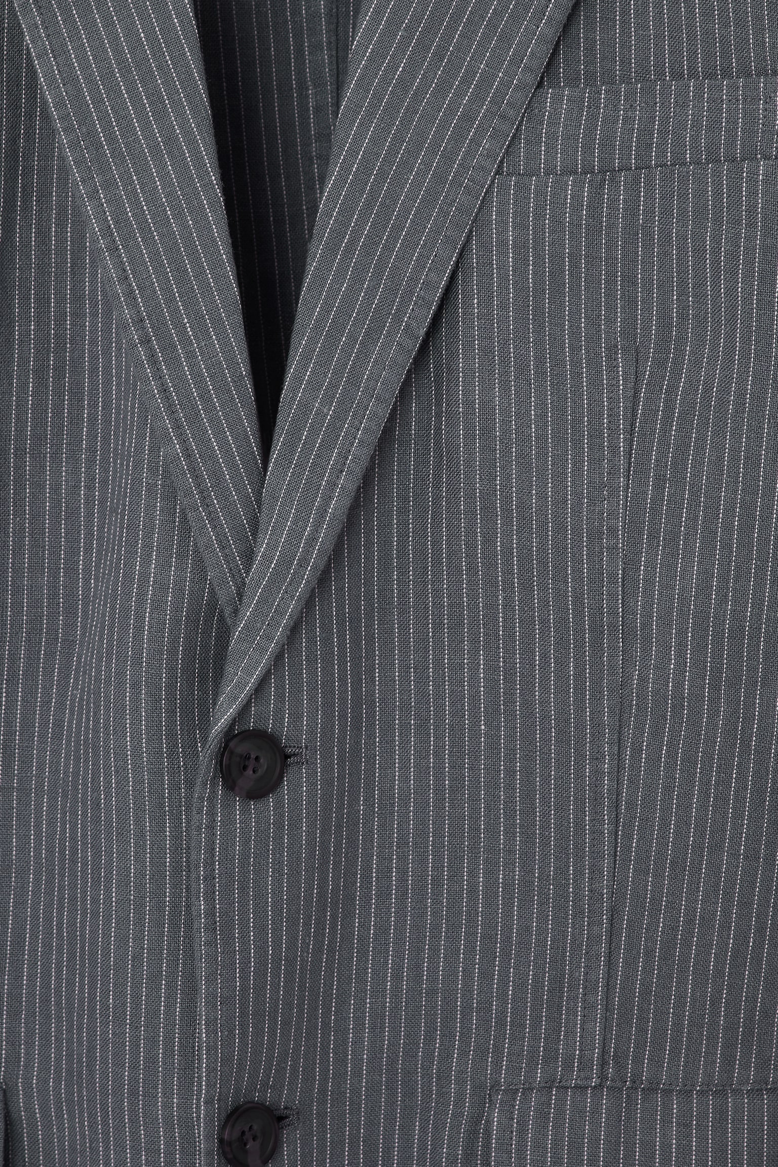 REGULAR UNSTRUCTURED LINEN BLAZER - GREY / PINSTRIPE/STONE/DARK NAVY - 7