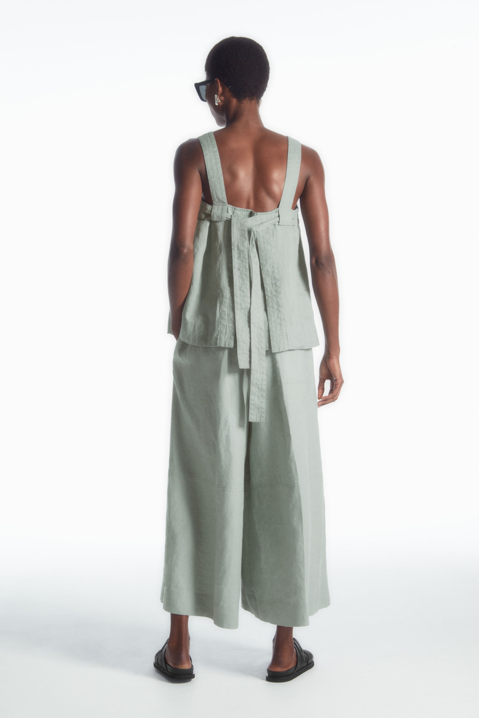 LINEN CULOTTES - LIGHT GREEN/NAVY - 6