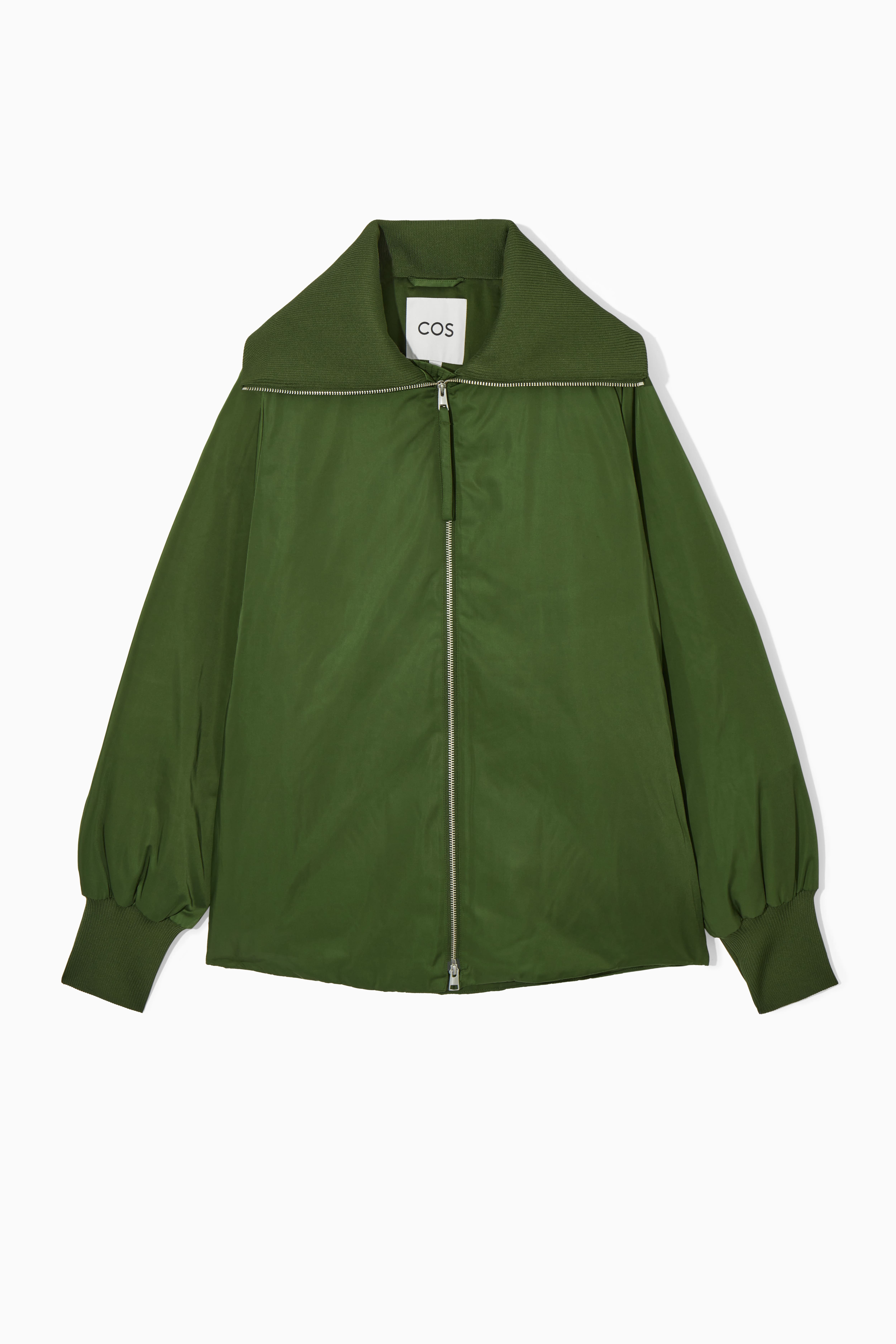 RIBBED-COLLAR PUFFER JACKET - Long sleeve - Long - NAVY - Ladies 
