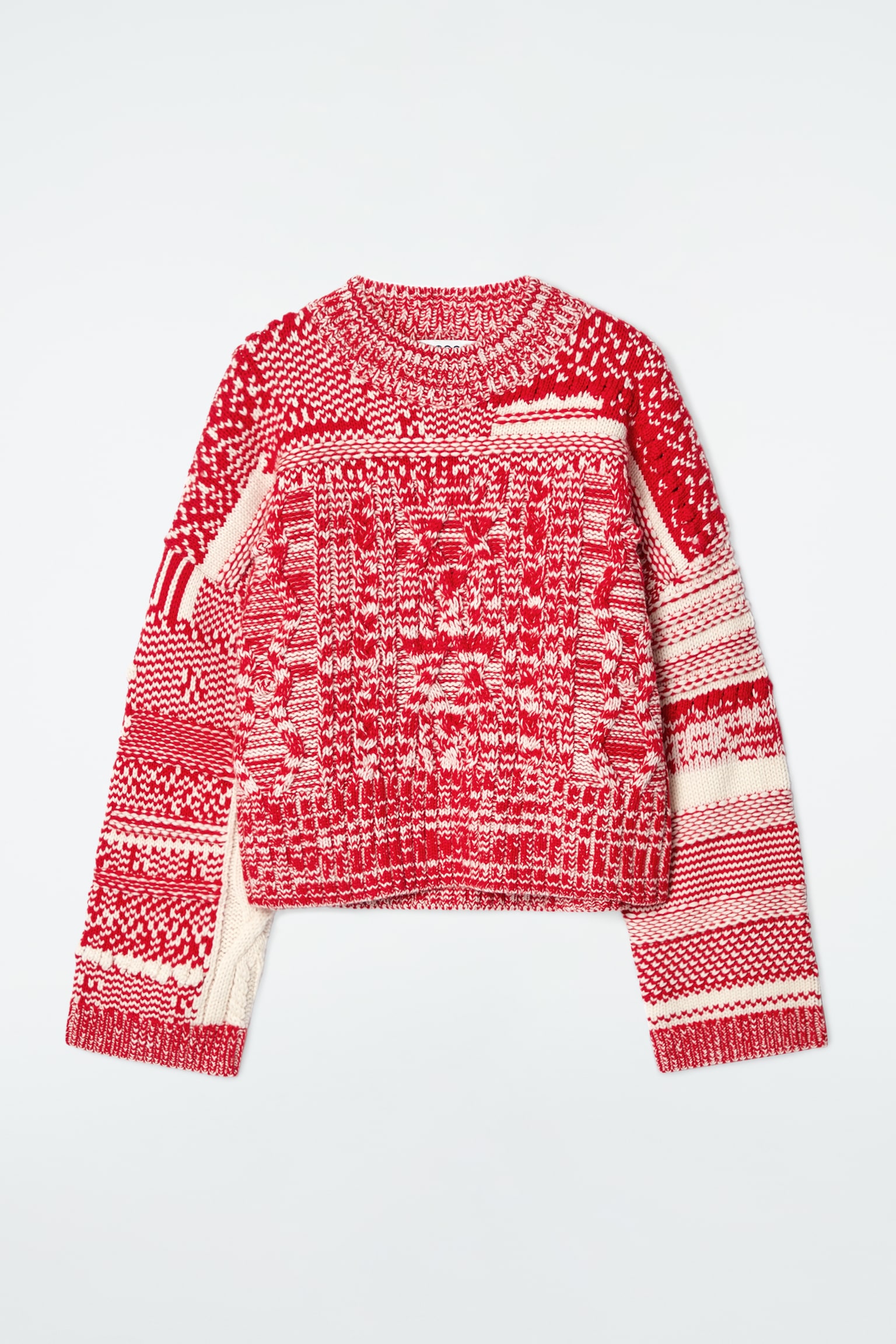 FAIR ISLE MERINO WOOL JUMPER - RED / CREAM - 2