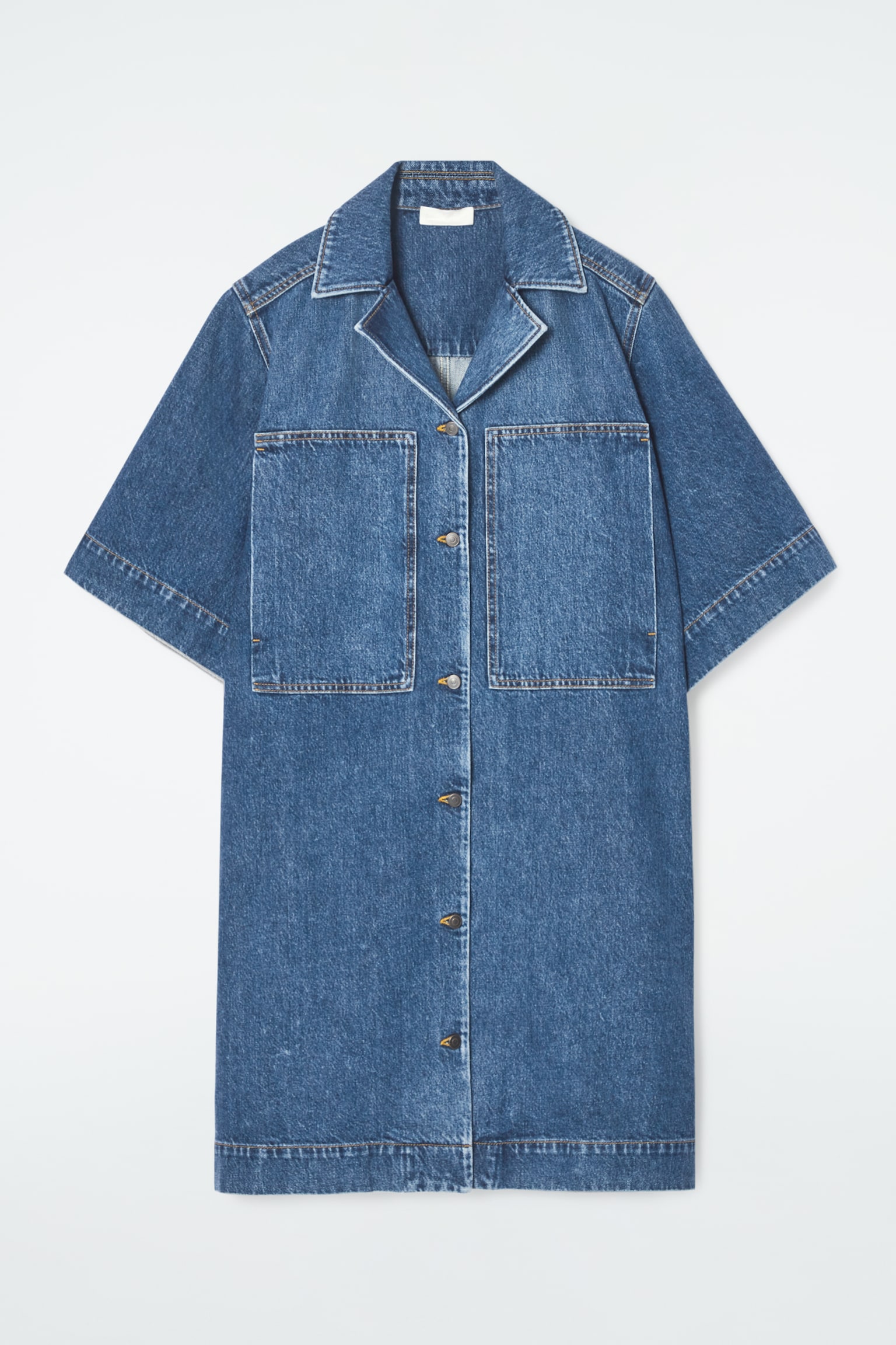 MINI DENIM SHIRT DRESS - BLUE - 2