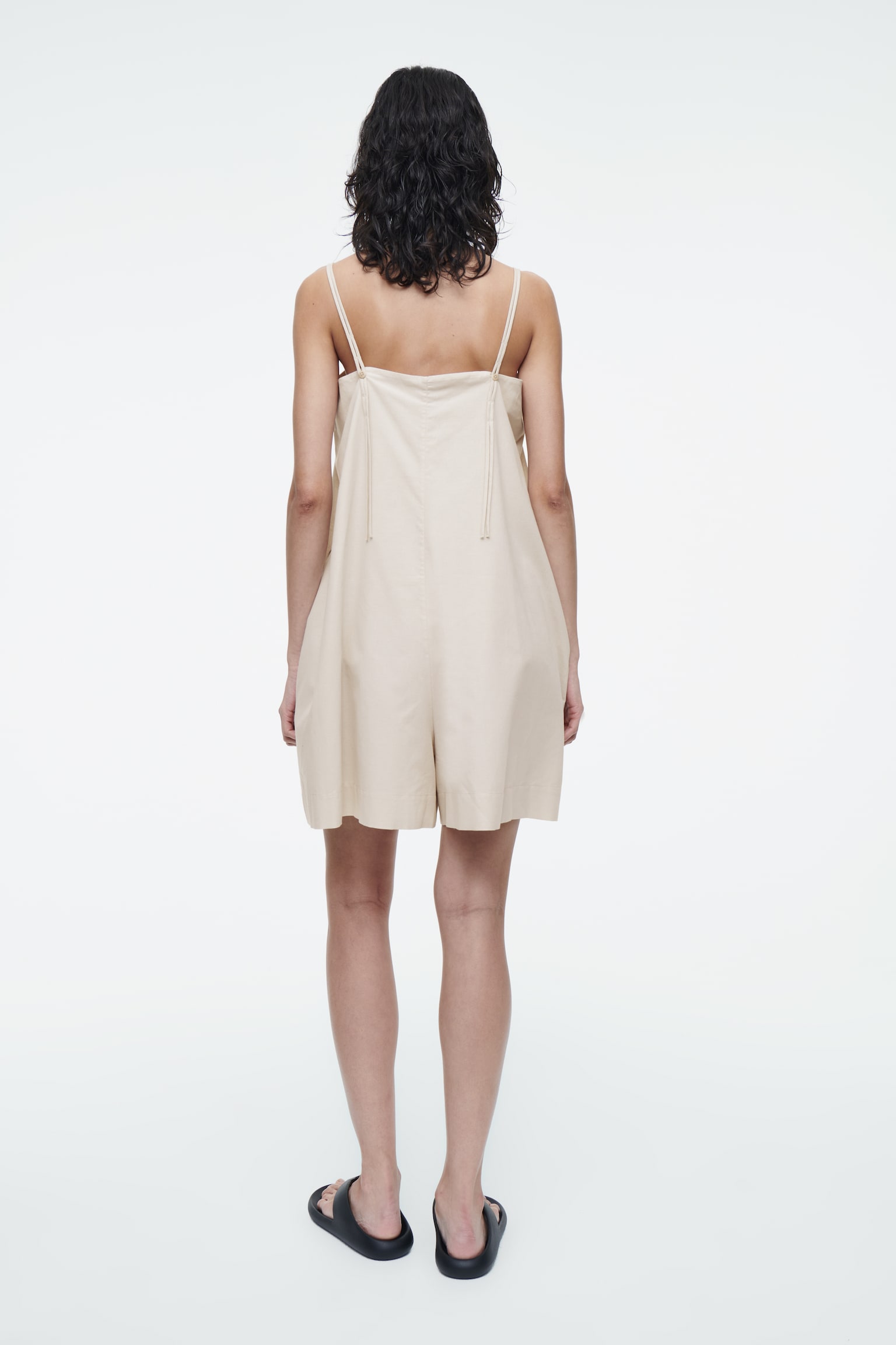 SQUARE-NECK PLAYSUIT - LIGHT BEIGE/BLACK - 4