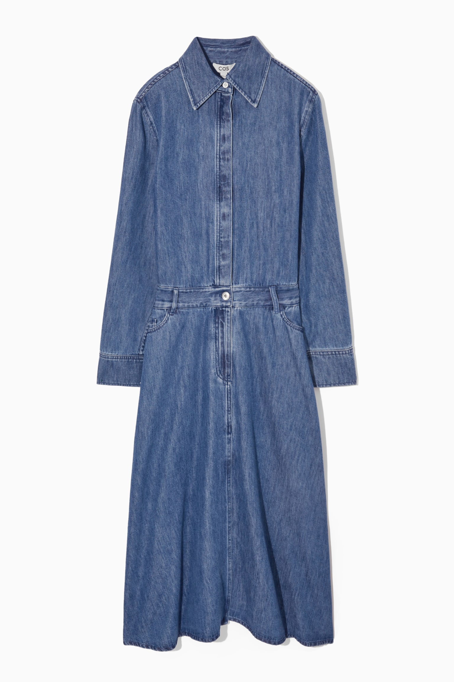 DENIM MIDI SHIRT DRESS - DARK BLUE/INDIGO - 3