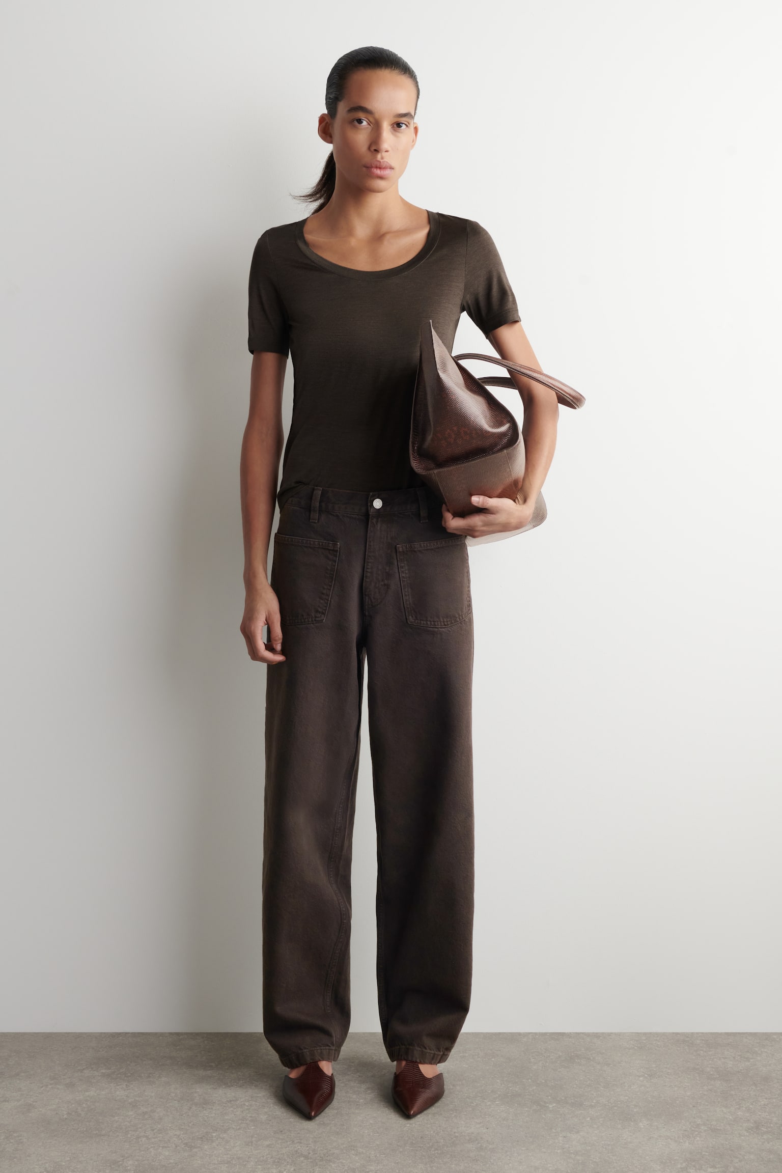 SLIM HODVÁBNE TRIČKO - HNEDÁ MELÍR - 5