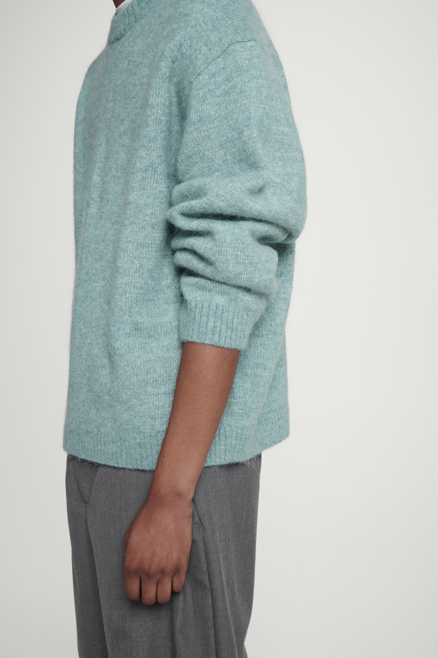 OVERSIZED ALPACA-BLEND JUMPER - BLUE MÉLANGE/BEIGE MÉLANGE - 5