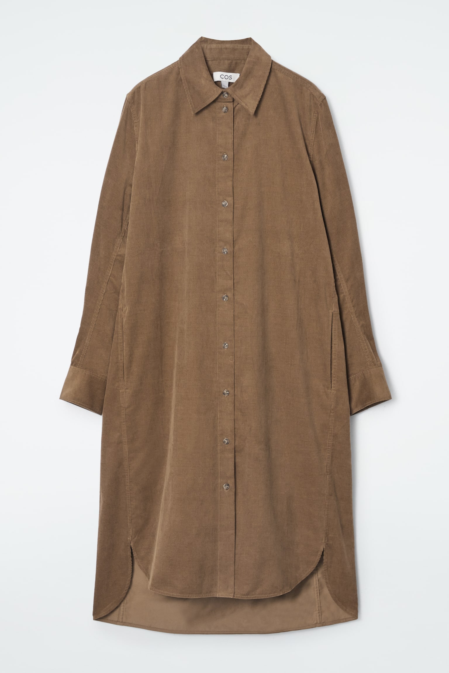 CORDUROY MIDI SHIRT DRESS - AUBURN - 2