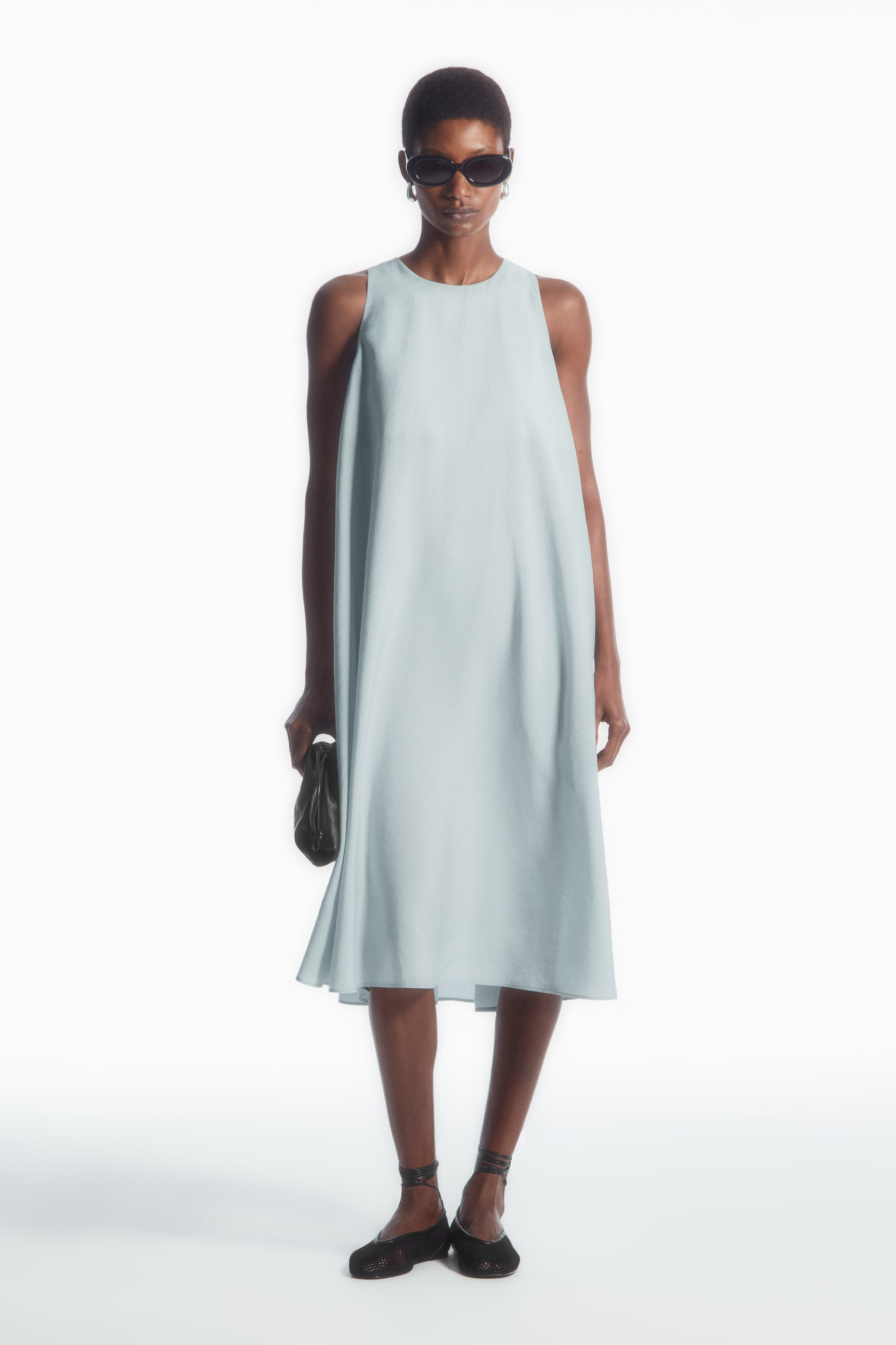 RACER-NECK MIDI DRESS - LIGHT BLUE/BLACK - 1