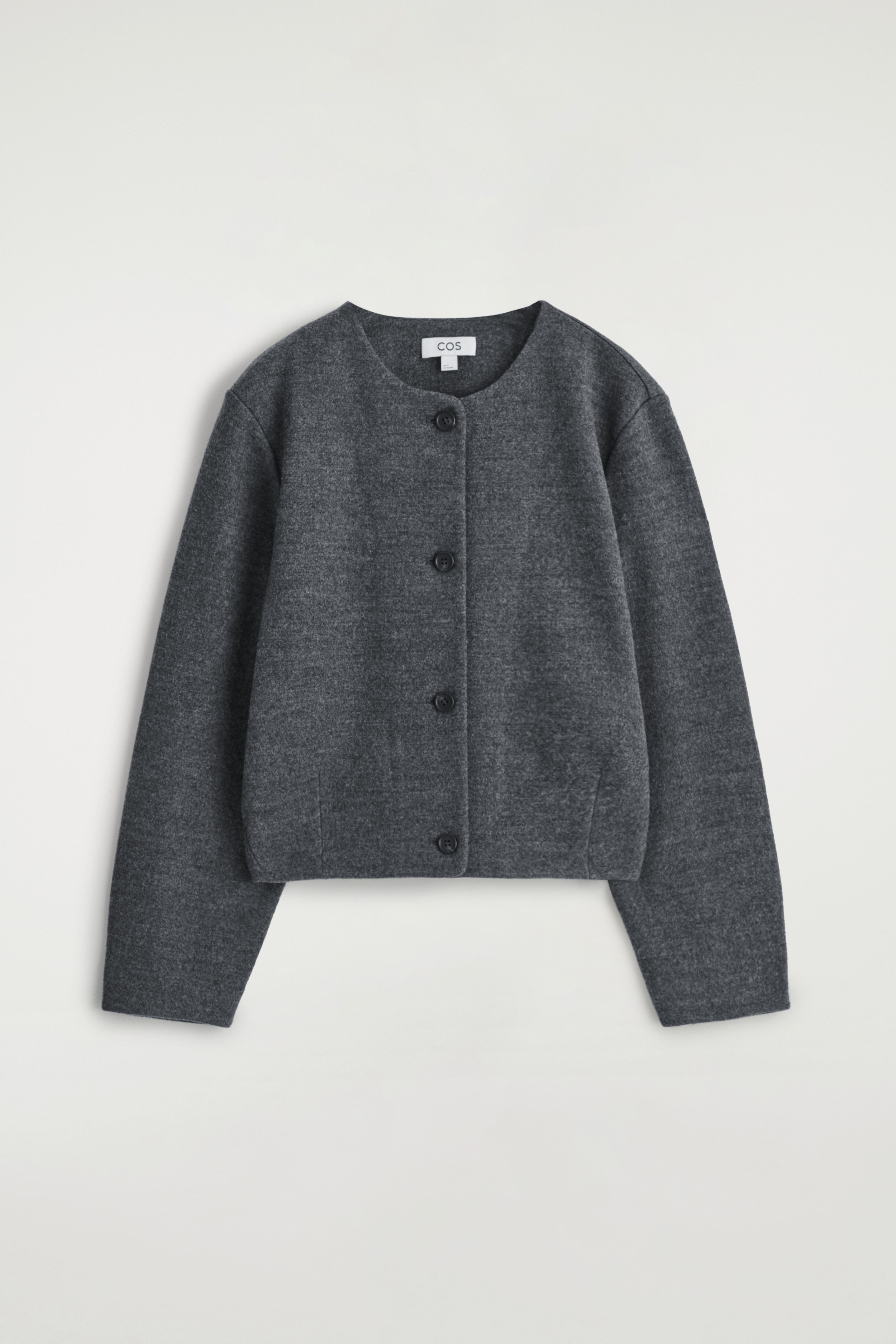 STRICKJACKE AUS GEKOCHTER MERINOWOLLE - DUNKELGRAU MELIERT/NAVYBLAU