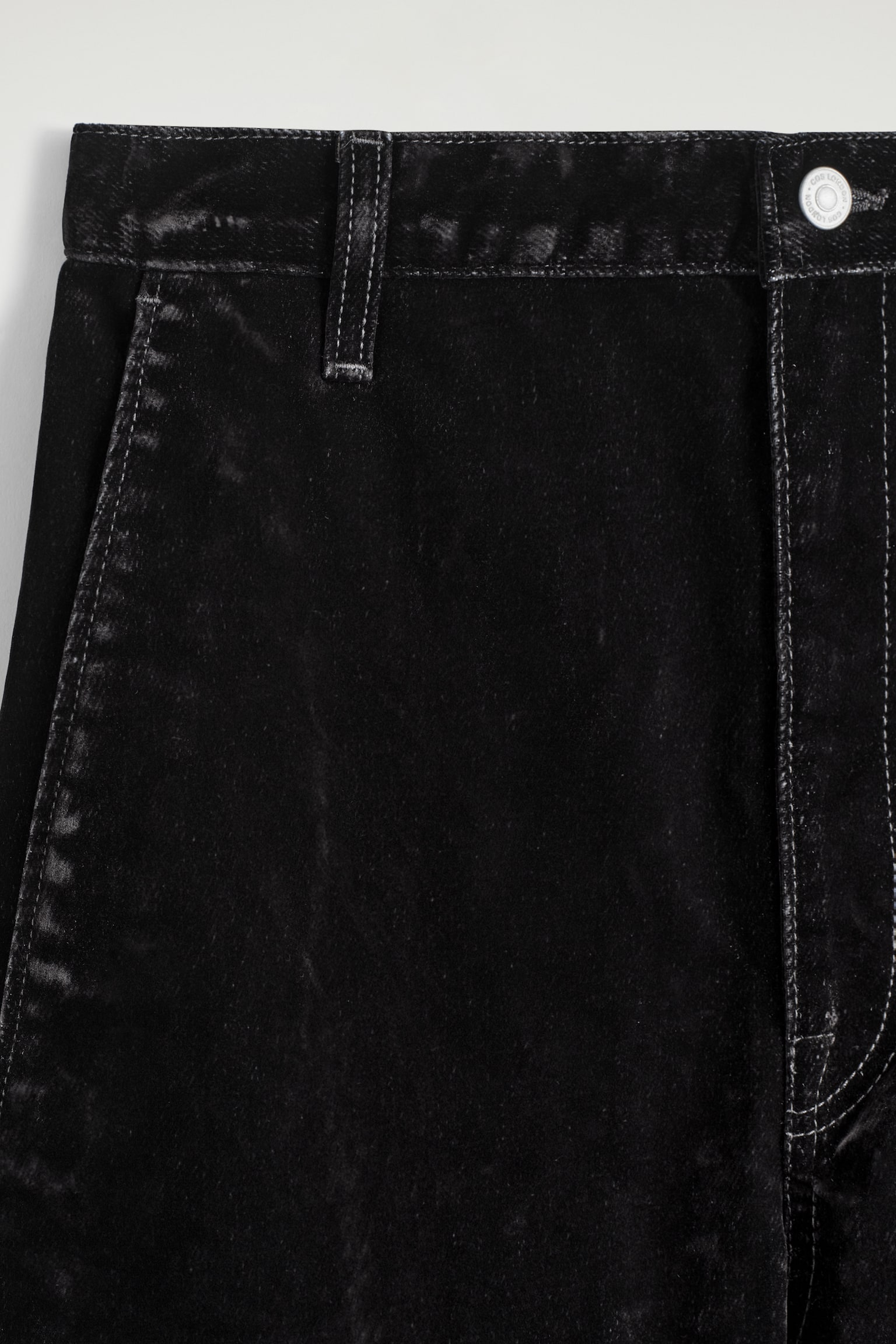 FLOCKED-DENIM BARREL-LEG NADRÁG - FEKETE - 4