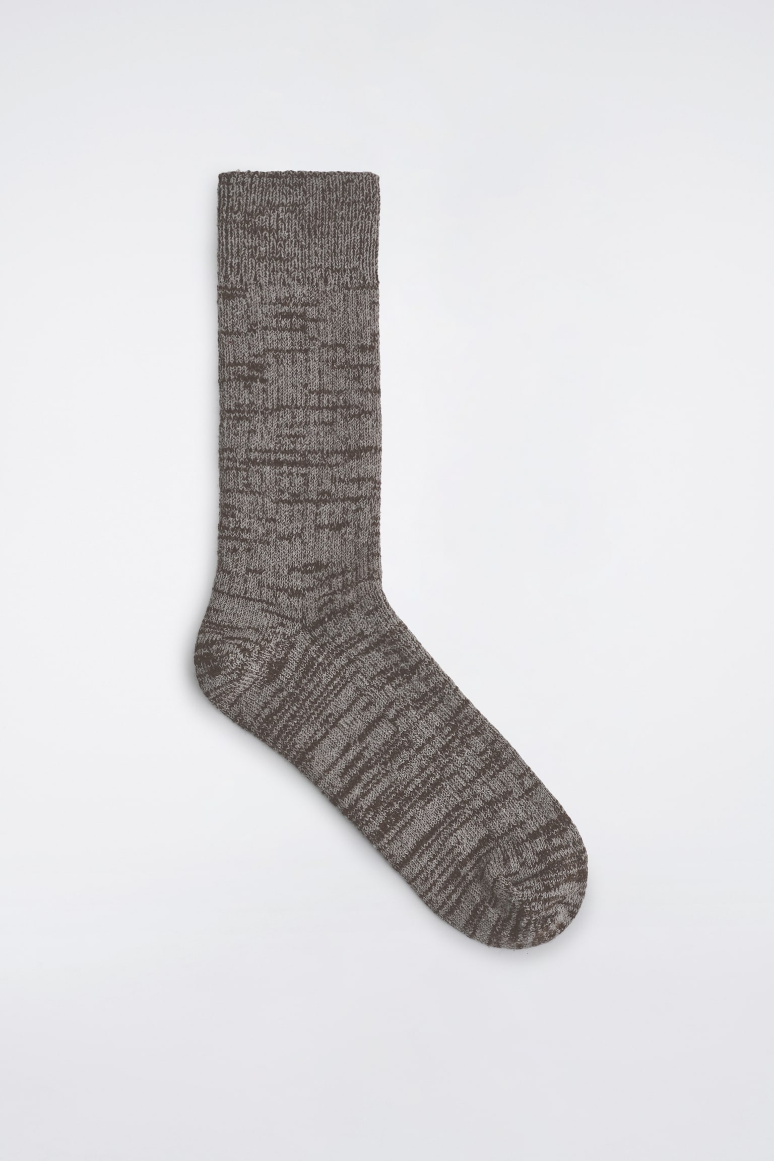 CHAUSSETTES ÉPAISSES EN LAINE MÉLANGÉE CÔTELÉE - GRIS CHINÉ
