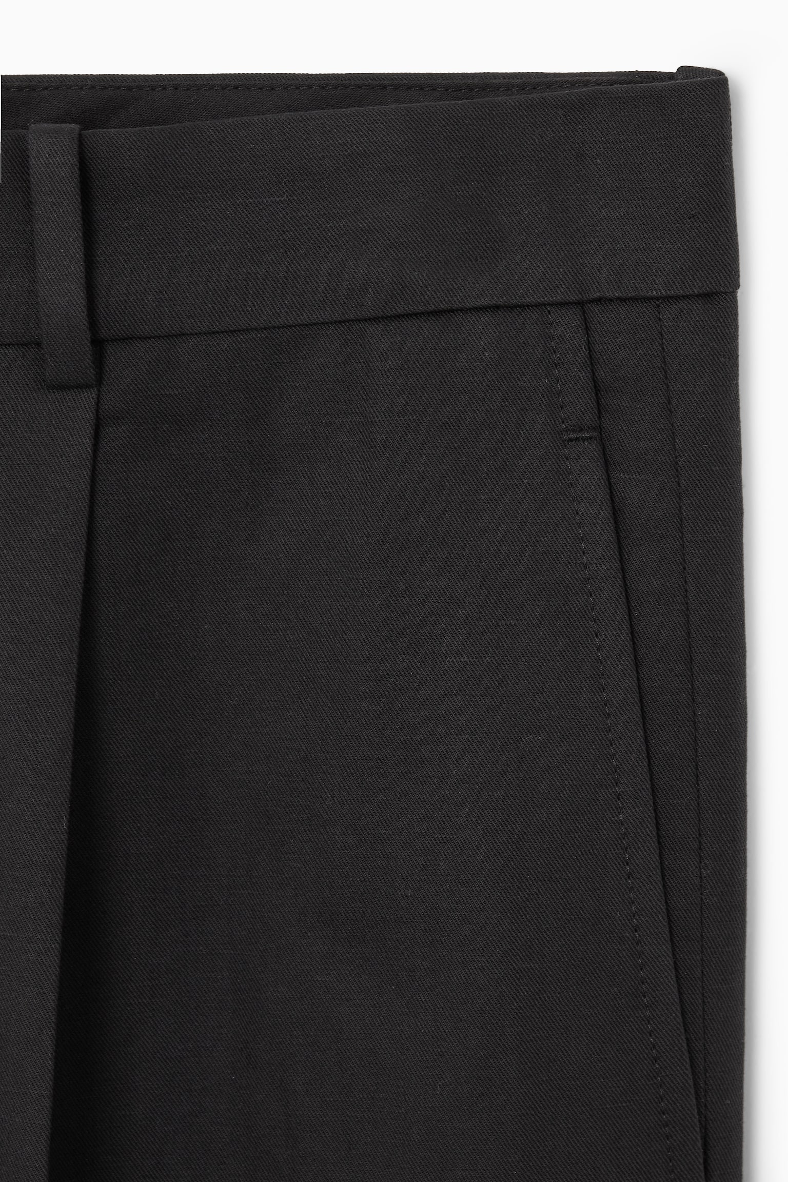 RELAXED PLEATED LINEN STRAIGHT-LEG TROUSERS - BLACK/GREEN/LIGHT BEIGE - 7