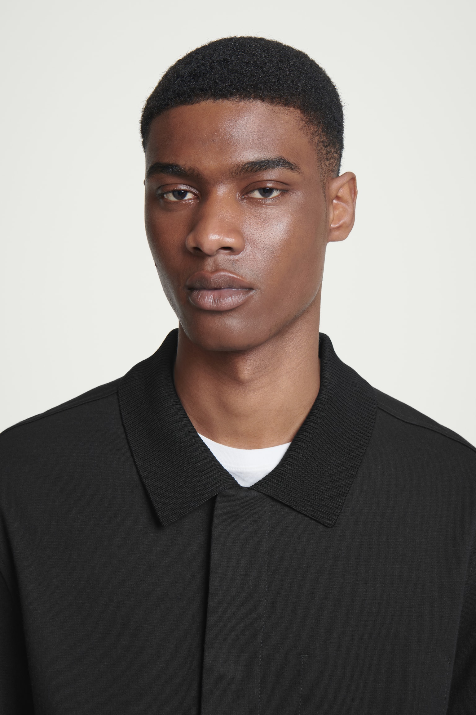 COLLARED COTTON-JERSEY JACKET - BLACK - 5