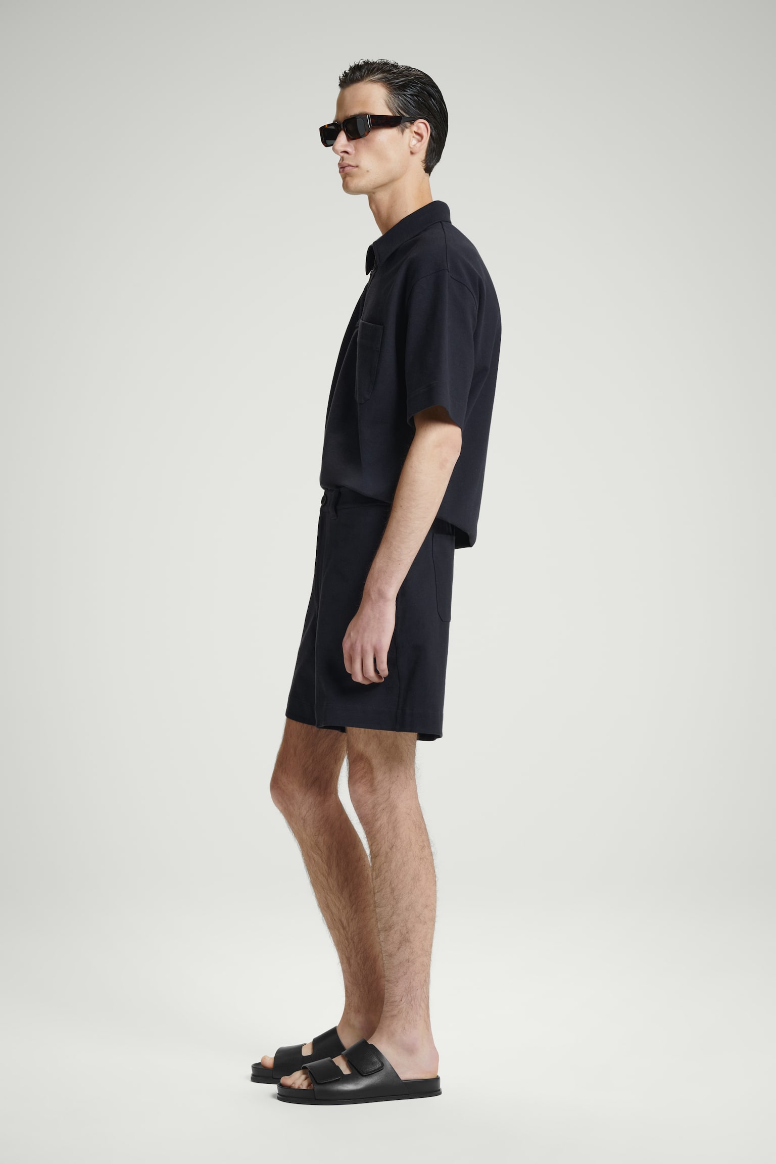 COTTON-TWILL SWEAT SHORTS - NAVY - 5