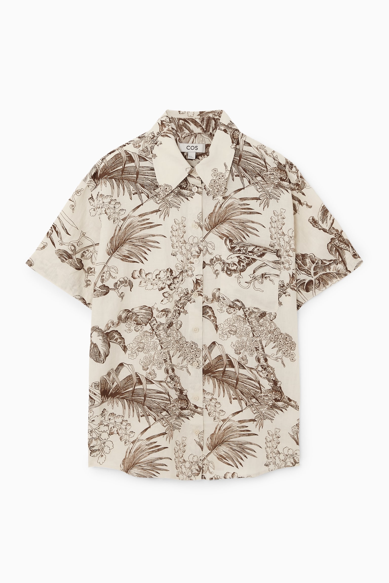 BOTANICAL-PRINT SHORT-SLEEVED LINEN SHIRT - WHITE / BOTANICAL PRINT - 2