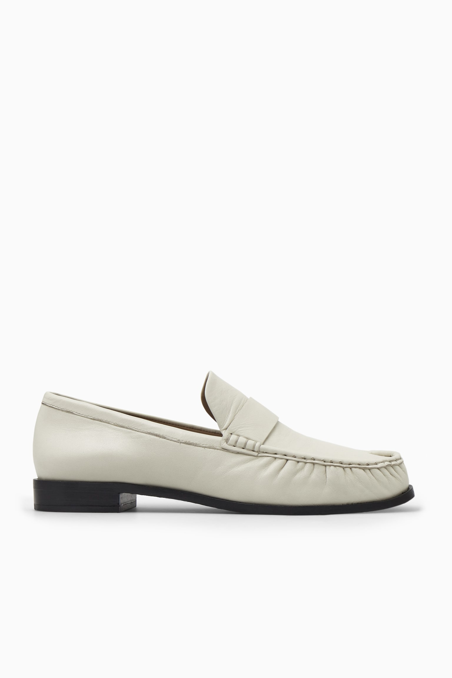 LEATHER LOAFERS - OFF WHITE/BLACK - 1