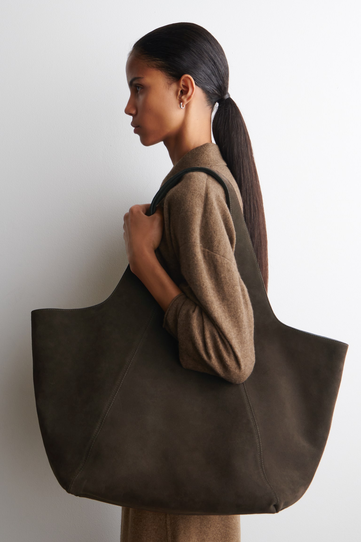 GEBOGEN TOTE BAG - SUEDE - BRUIN - 1