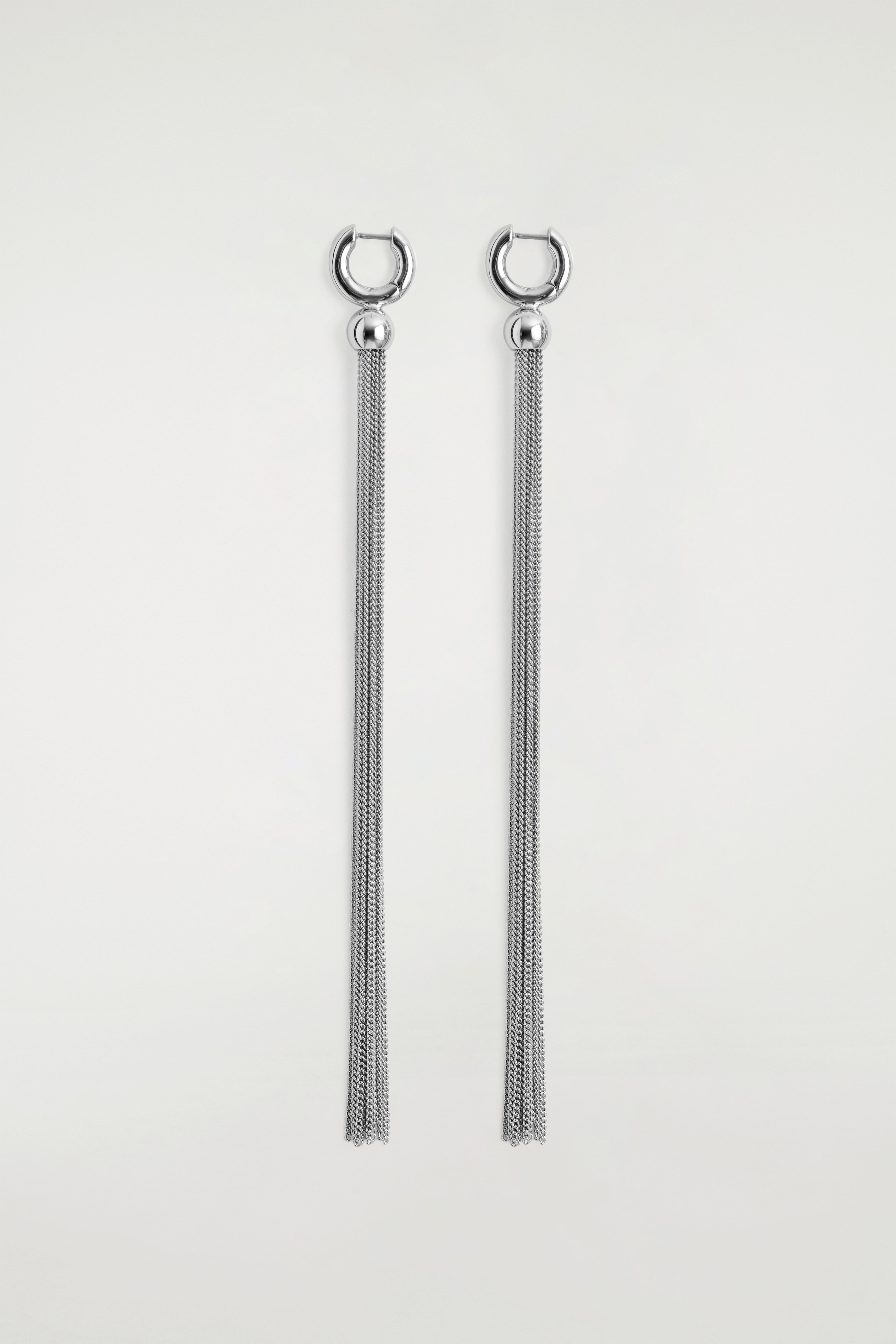 LANGE OHRRINGE MIT FRANSEN - SILBER
