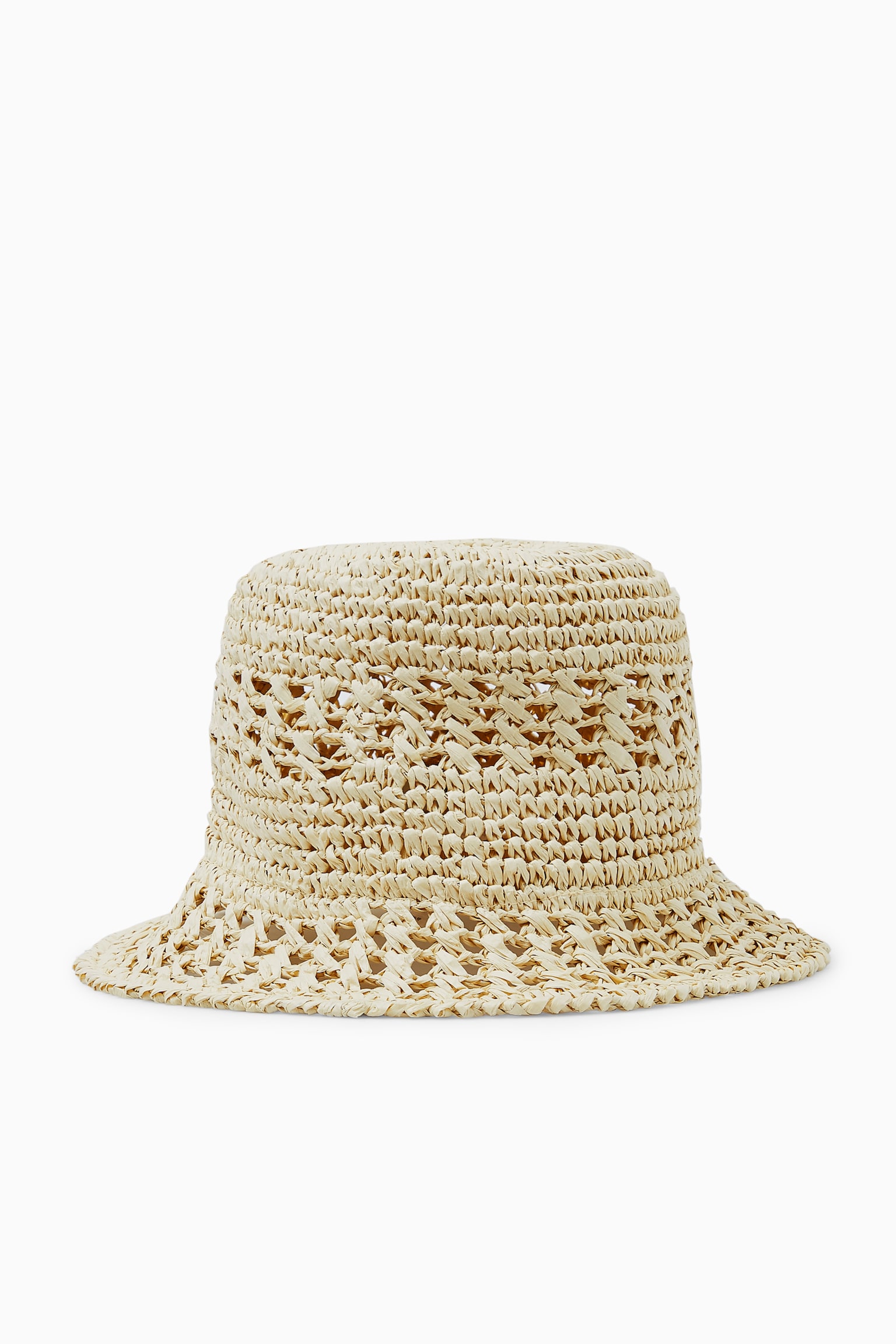 CROCHETED STRAW BUCKET HAT - BEIGE/BLACK - 2