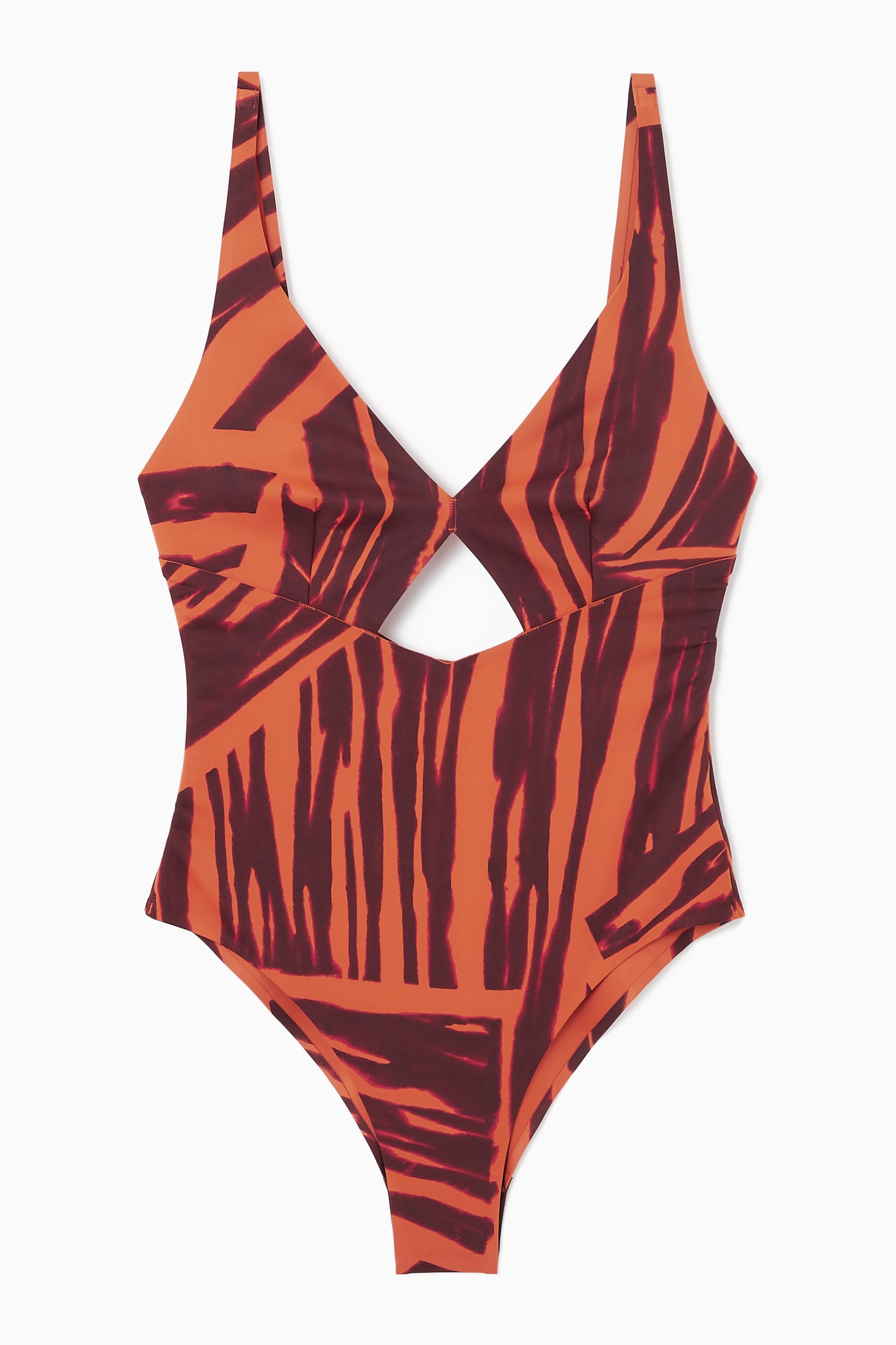 CUTOUT SCUBA SWIMSUIT - BROWN / ORANGE / PINK/DARK TURQUOISE/BLACK - 2