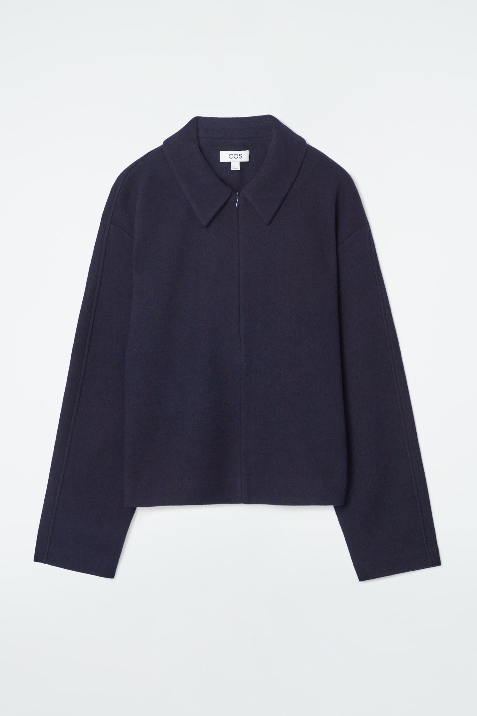 BOILED-WOOL ZIP-UP CARDIGAN - NAVY/GREY MÉLANGE - 2