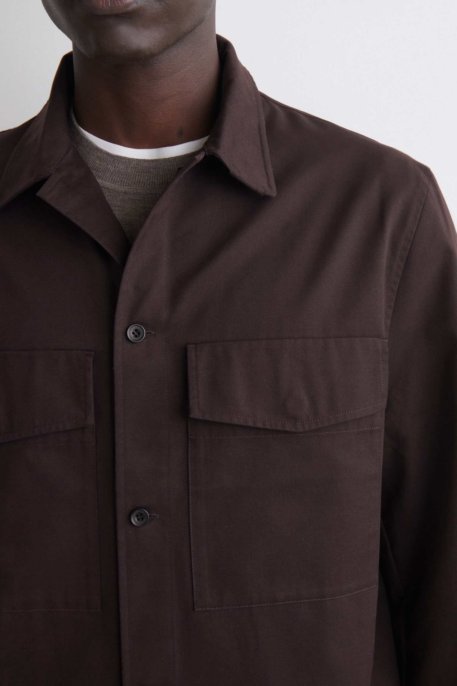 LOCKERE HEMDJACKE AUS BAUMWOLLE - DUNKELBRAUN/Hellgrau - 7