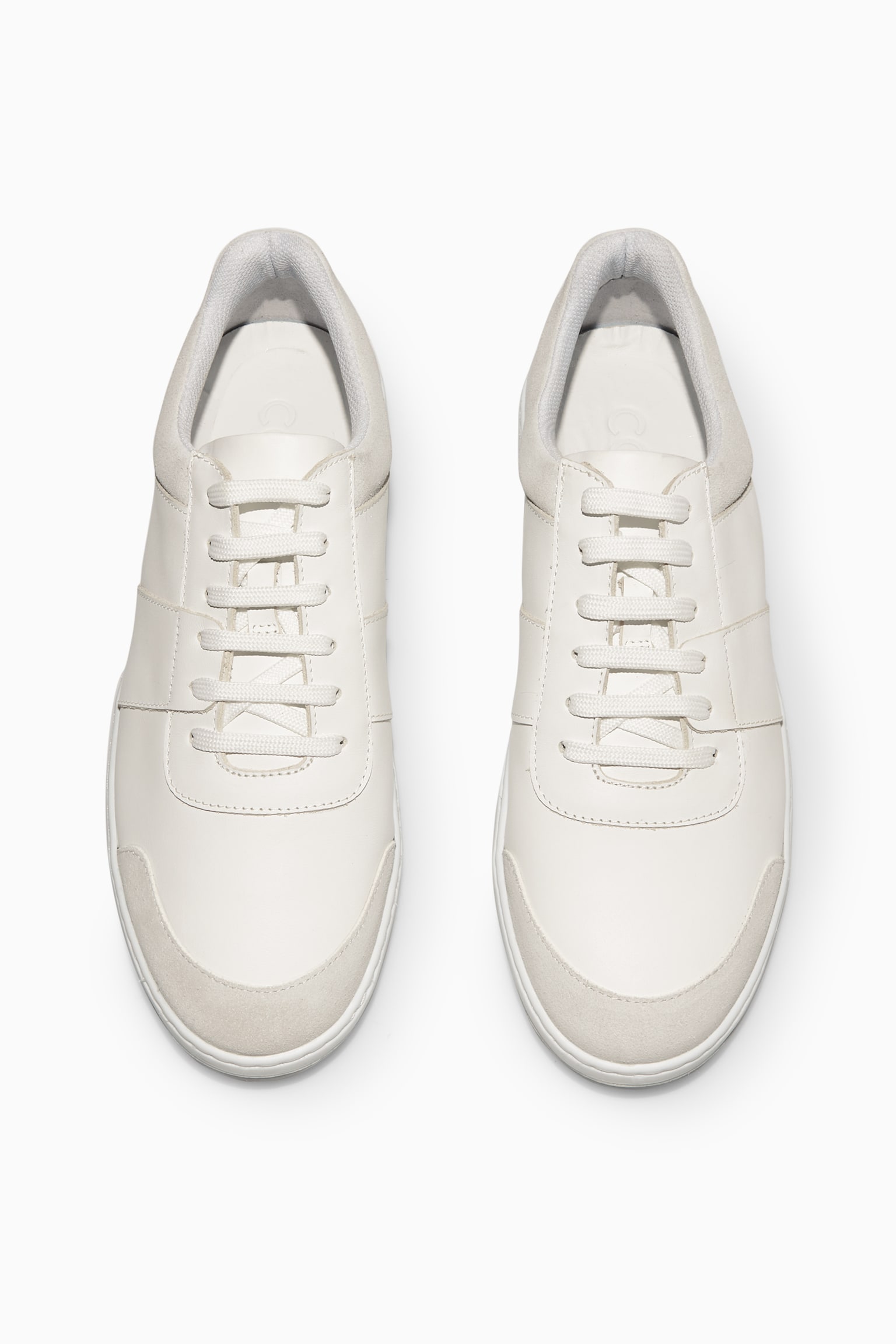 LEATHER AND SUEDE TRAINERS - WHITE - 4