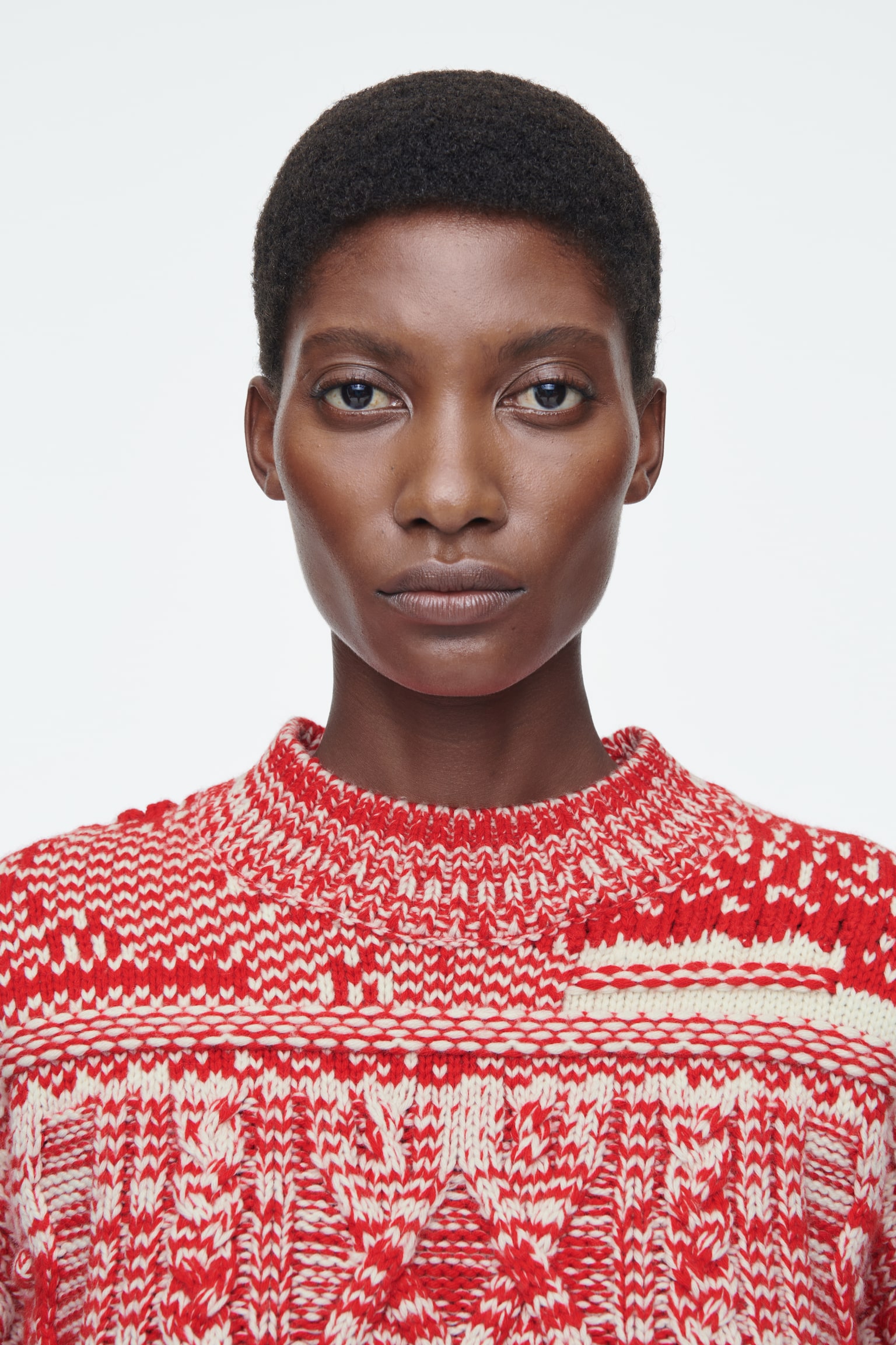 FAIR ISLE MERINO WOOL JUMPER - RED / CREAM - 3