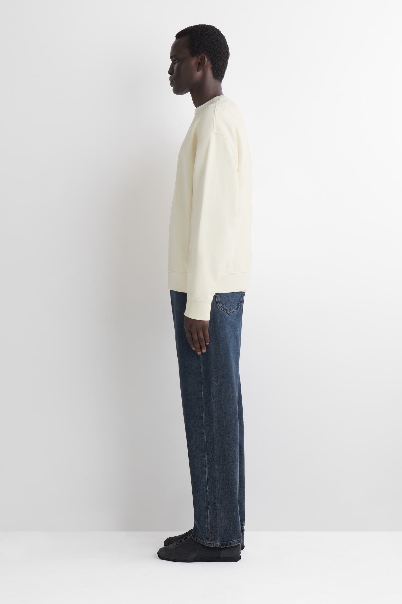 SWEATSHIRT AUS VORGEWASCHENER BAUMWOLLE - WEISS/HELLGRÜN/NAVYBLAU - 5