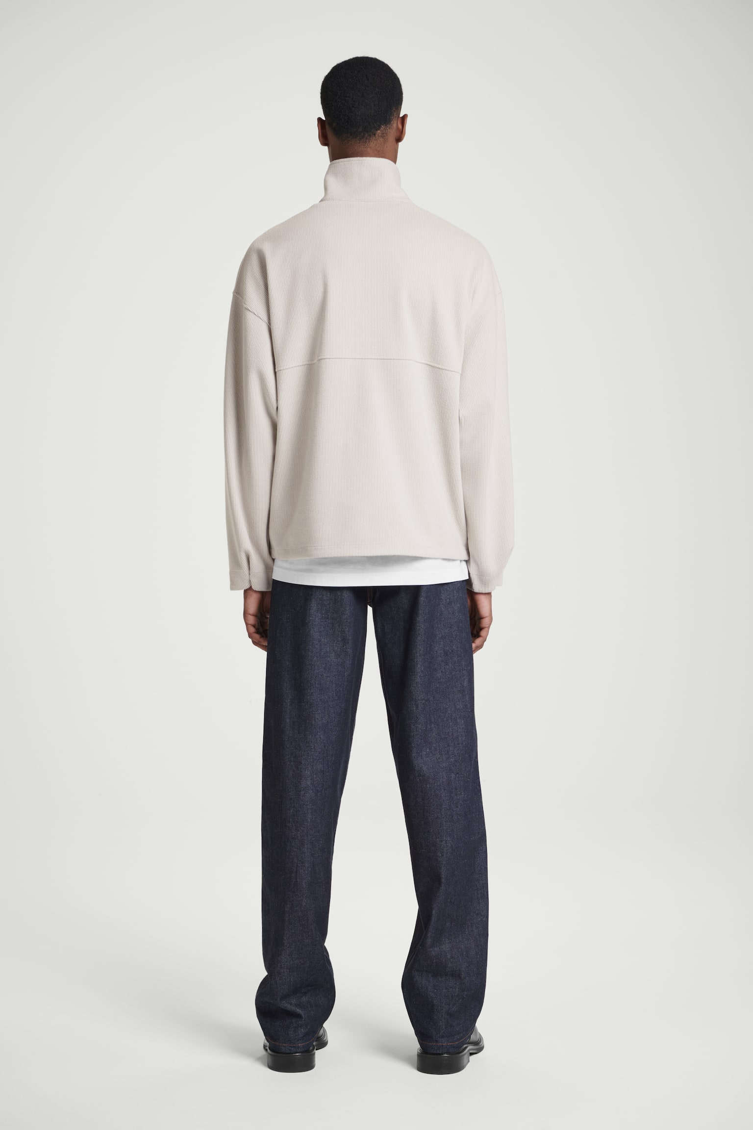 CORDUROY-JERSEY HALF-ZIP SWEATSHIRT - LIGHT MOLE - 8