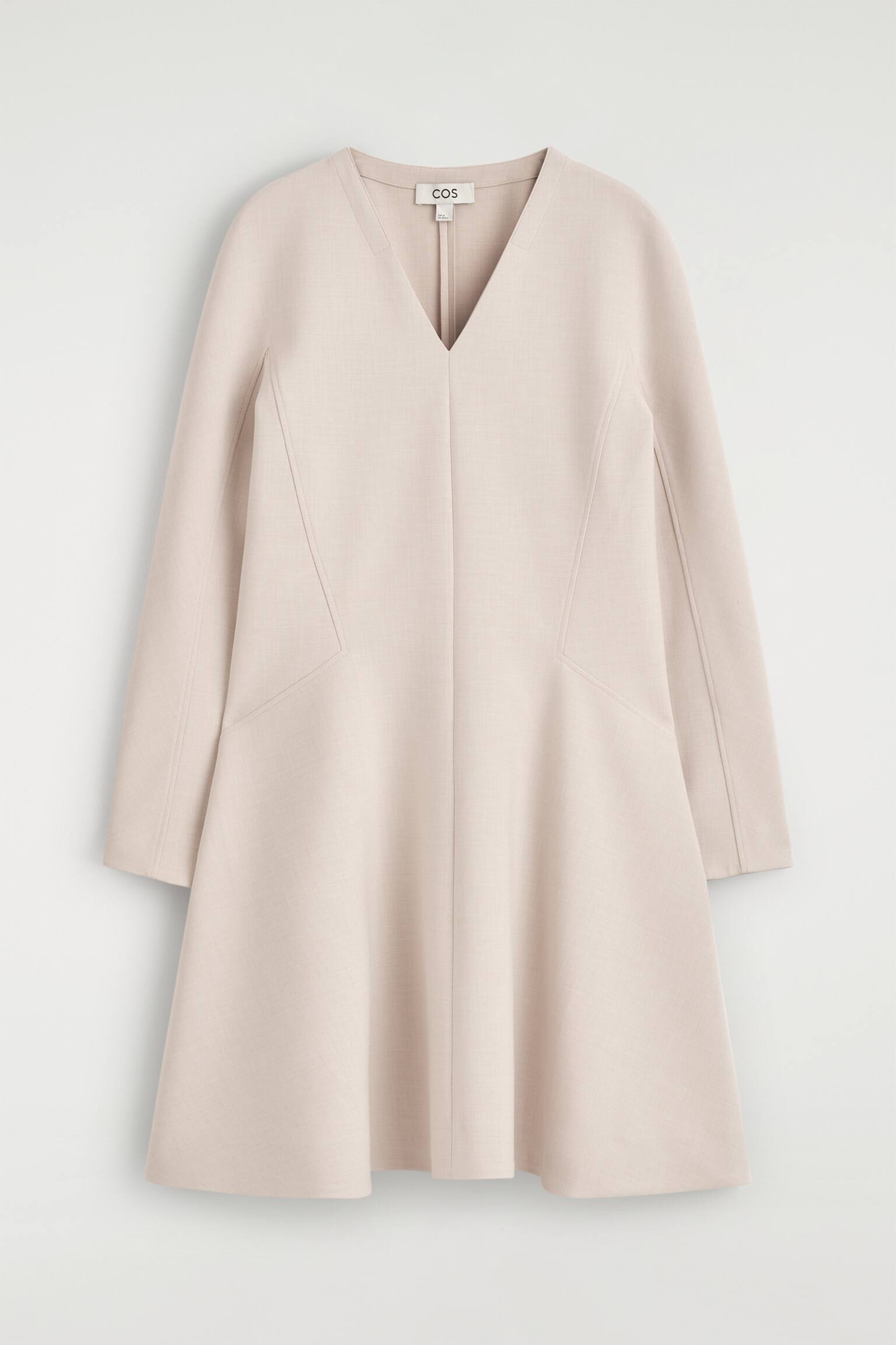 Skreddersydd minikjole med V-hals - BEIGE - 2