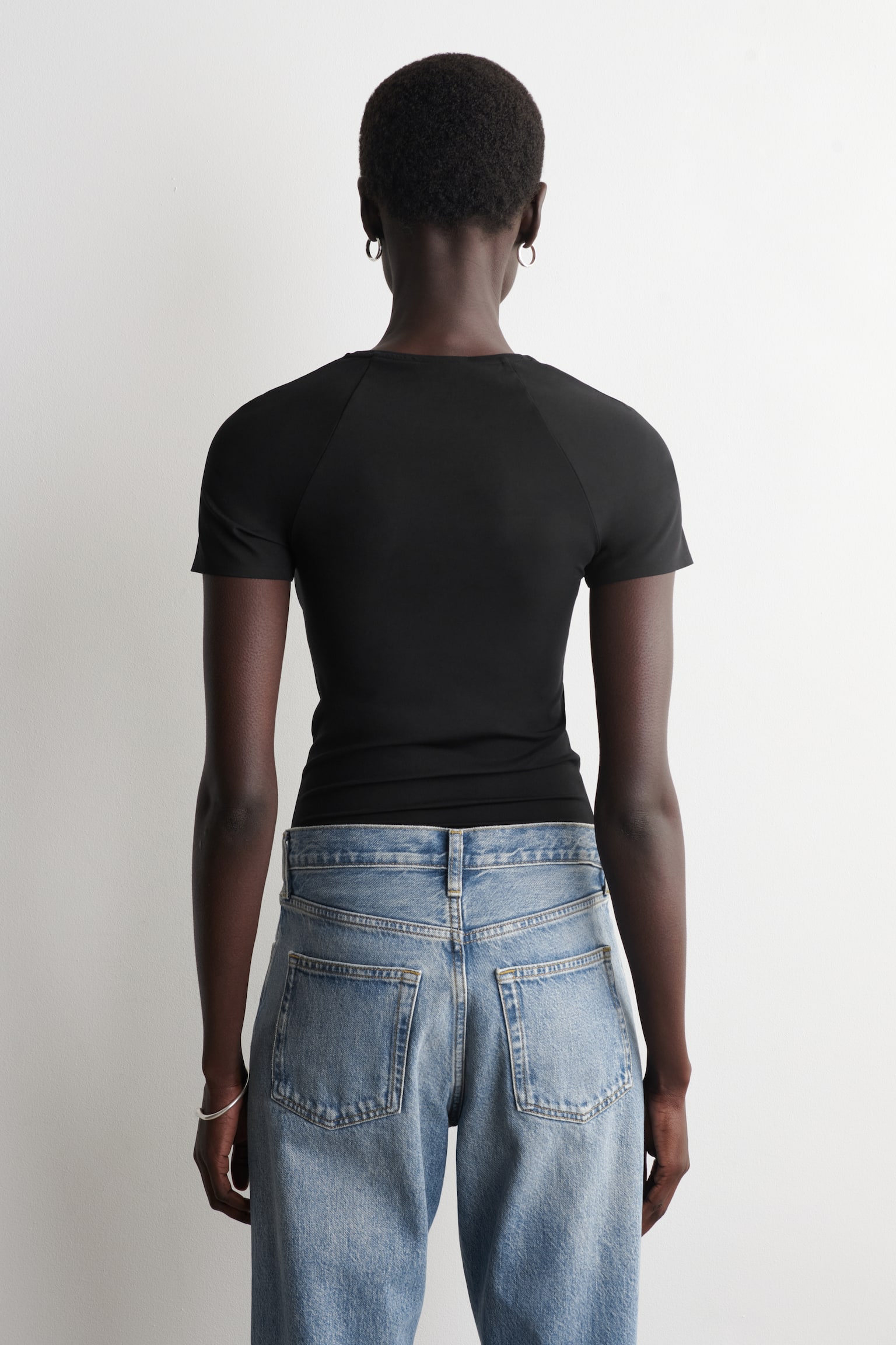 TRICOU DIN JERSEU, CROIALĂ SLIM - NEGRU/ALB - 7
