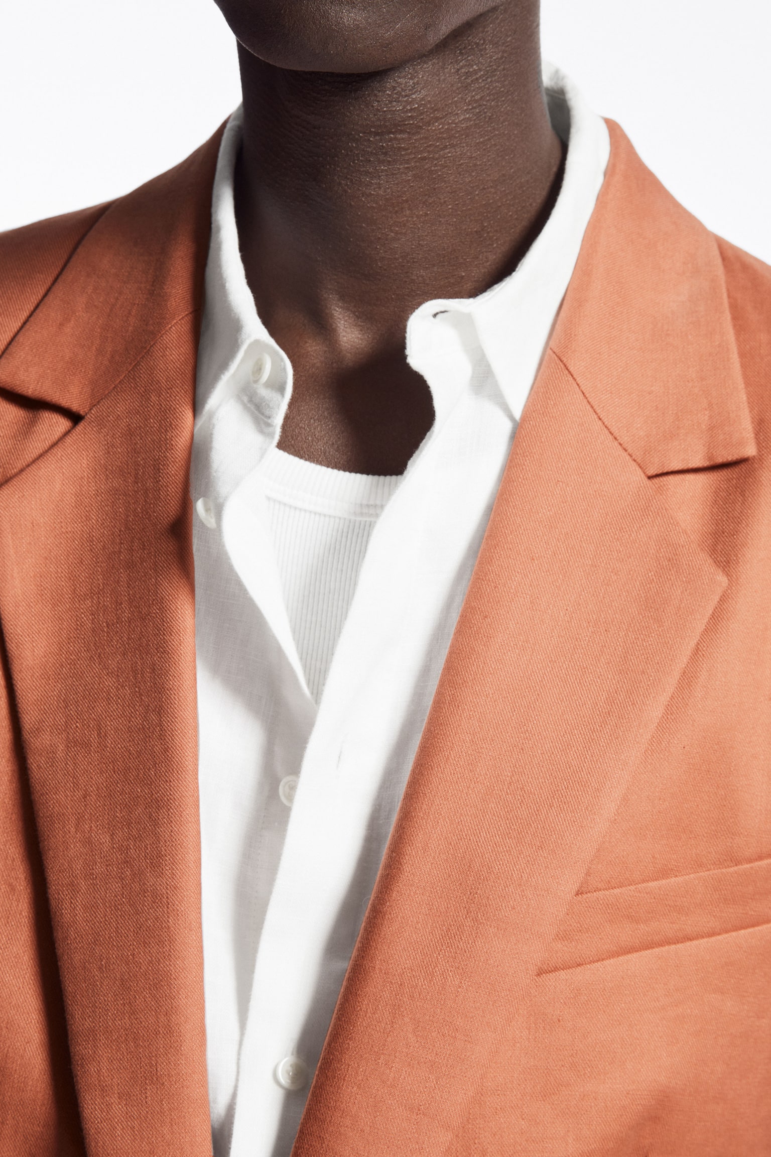 RELAXED LONGLINE SINGLE-BREASTED BLAZER - TERRACOTTA/BLACK - 7