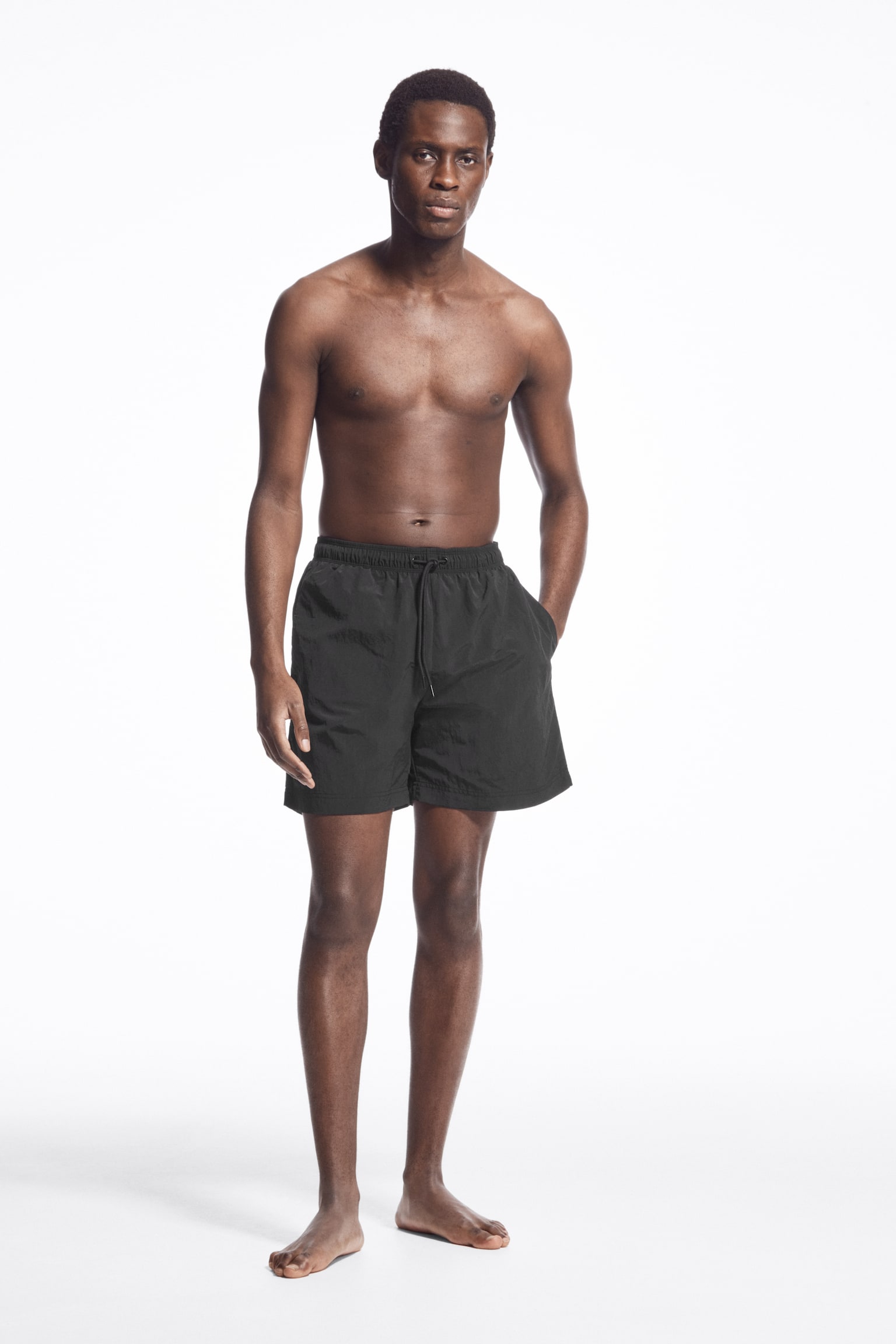 NYLON DRAWSTRING SWIM SHORTS - BLACK/GREEN - 3