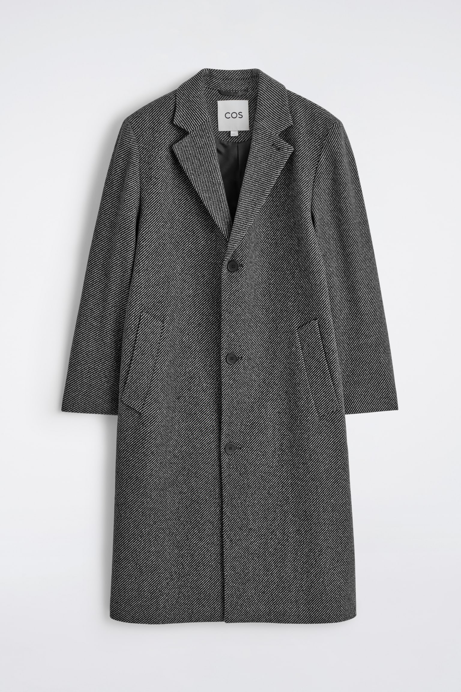 JEDNOBREASTED VLNENÝ DLHÝ KABÁT - GREY / STRIPED - 2