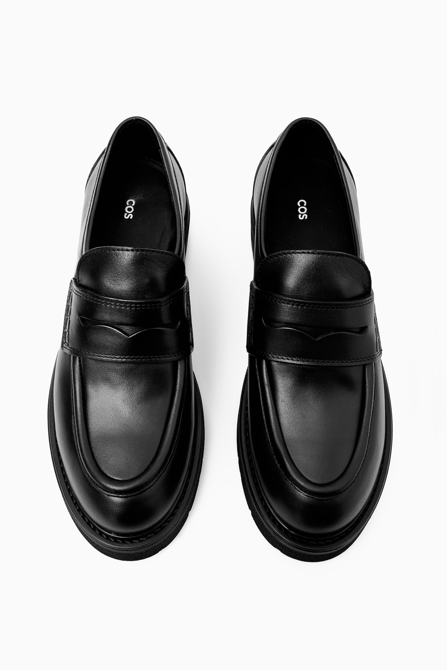 CHUNKY LEATHER PENNY LOAFERS - BLACK - 2