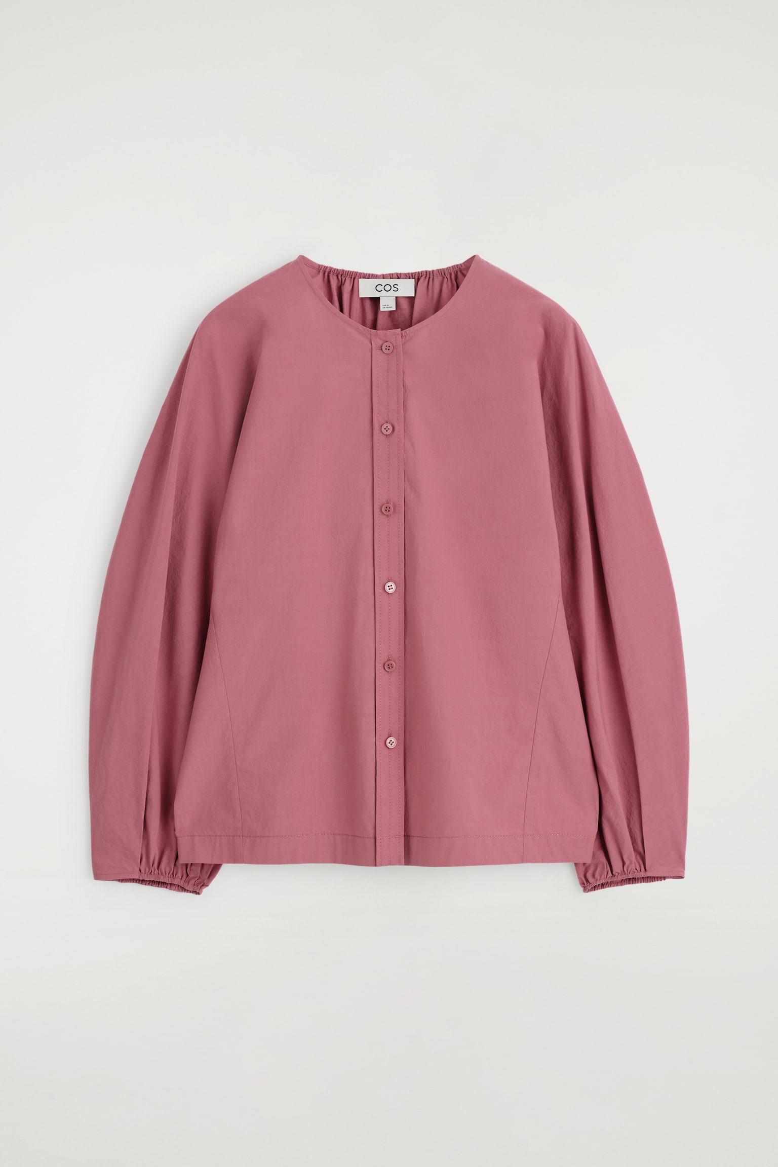 Pima-katoenen blouse met plooien - Bessen/WIT - 2