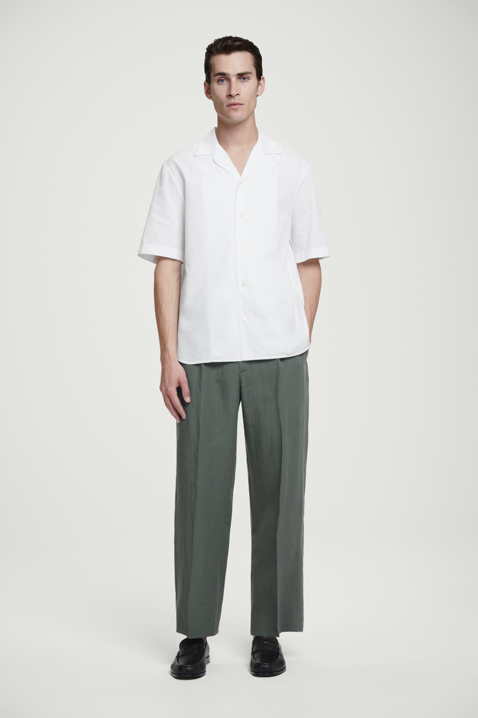 RELAXED SILK-BLEND SHORT-SLEEVE SHIRT - OFF-WHITE - 5